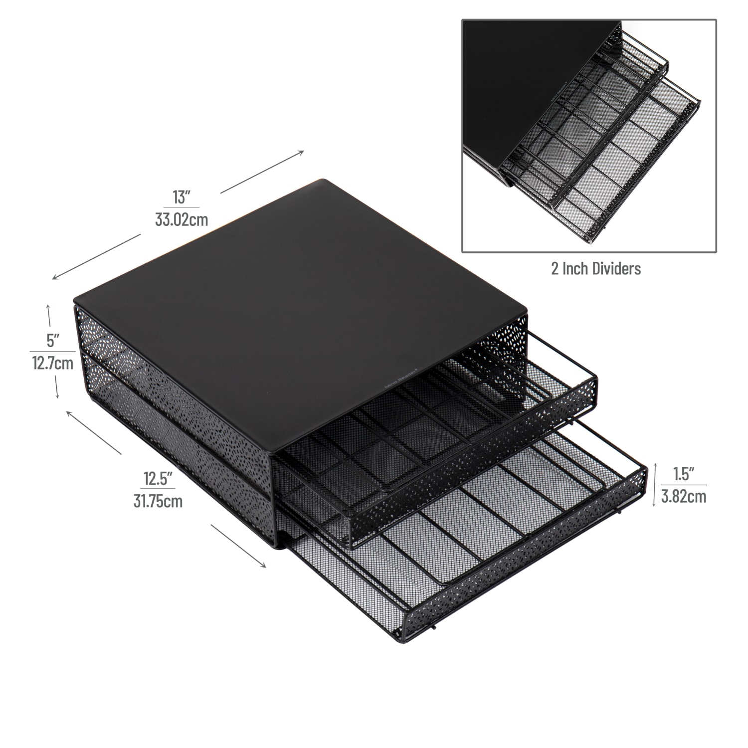 Mind Reader 2 Drawers Single Serve Coffee Pod Organizer, 5inH x 12-3/4inW x 13inL 72 Coffee Pod Capacity, Black - Image 4