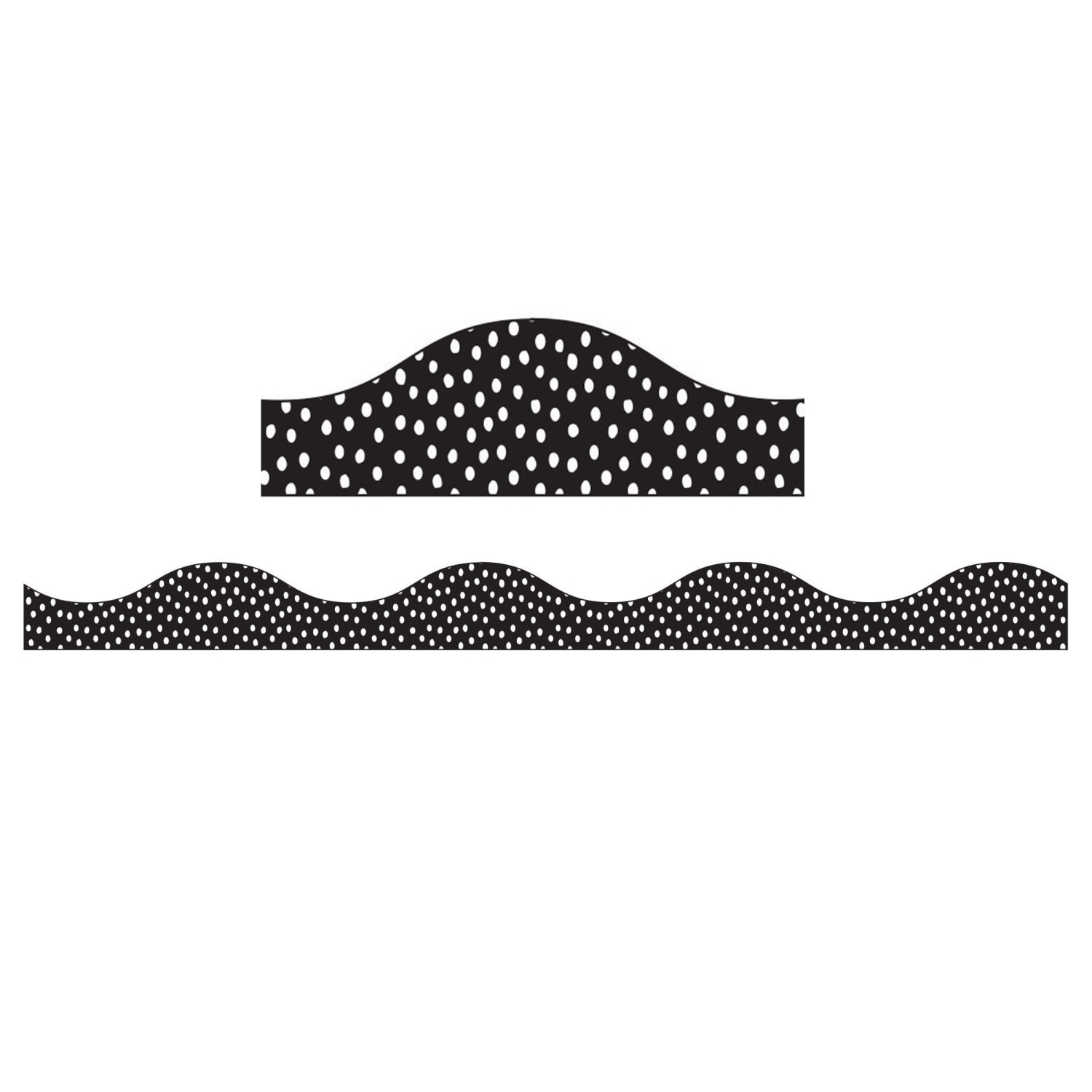 Ashley Productions Magnetic Scallop Border, White Messy Dots On Black, 12ft Per Pack, Set Of 6 Packs - Image 3