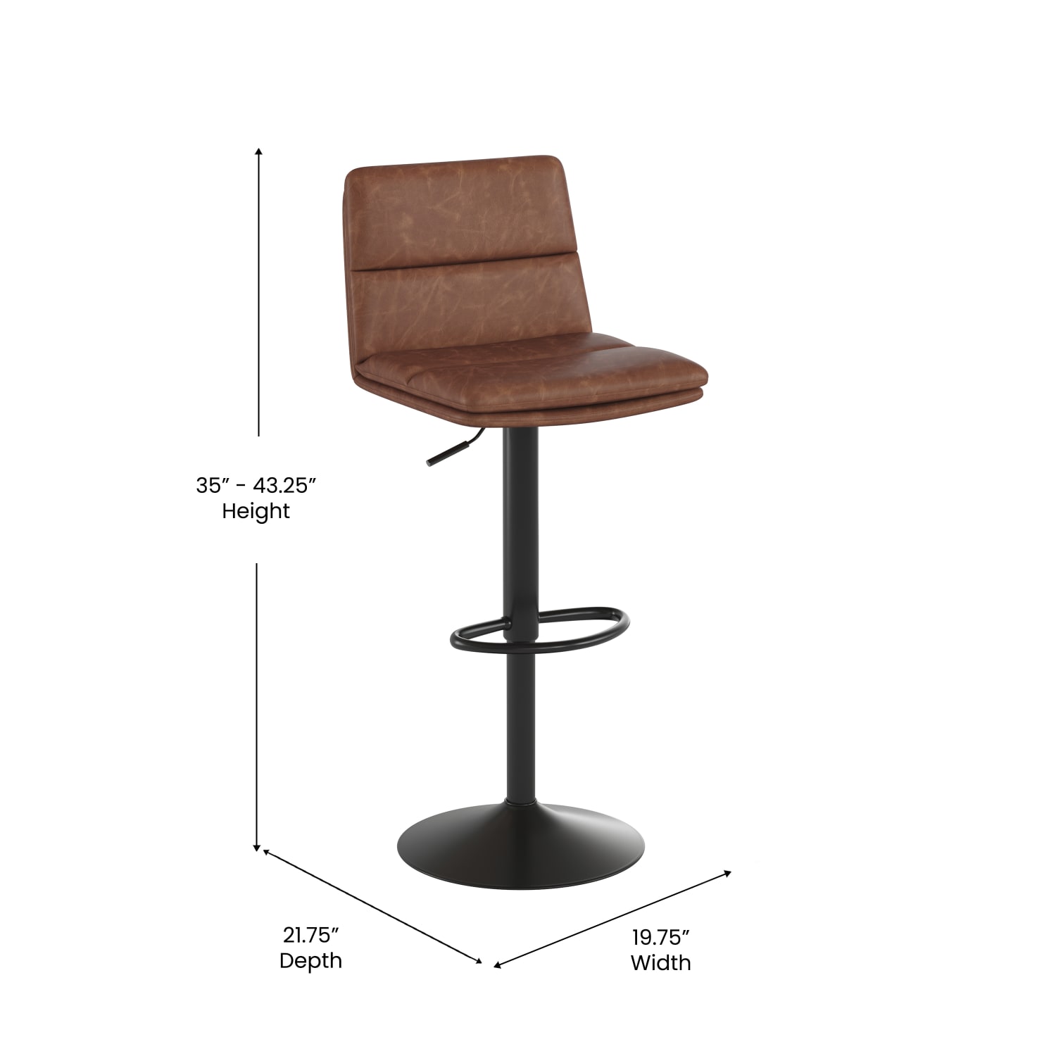 Flash Furniture Hughes Commercial Grade Modern Adjustable Height LeatherSoft Channel Stitched Barstools Set of 2 Cognac PopularChairscom Flash Furniture Hughes Commercial Grade Modern Adjustable Height LeatherSoft Channel Stitched Barstools Set of 2 Cognac PopularChairscom