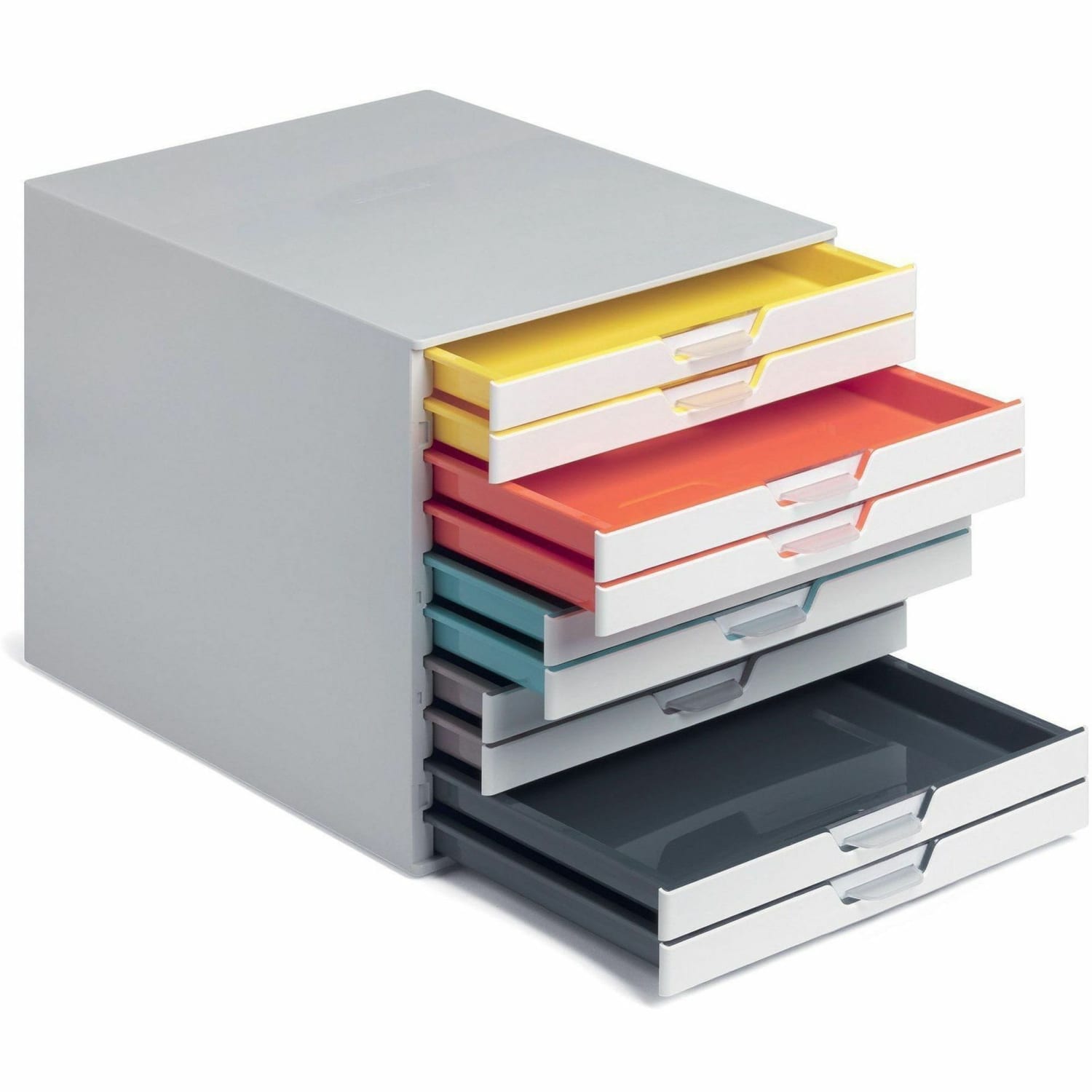 DURABLE VARICOLOR MIX 10 Drawer Desktop Storage Box, White/Multicolor - 10 Drawer(s) - 11in Height x 11.5in Width x 14in Depth - Desktop - White - Plastic - 1 Each - Image 3