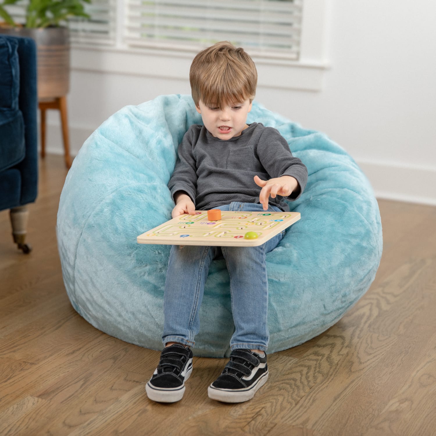 Flash Furniture Small Bean Bag Chair For Kids And Teens Teal Furry PopularChairscom