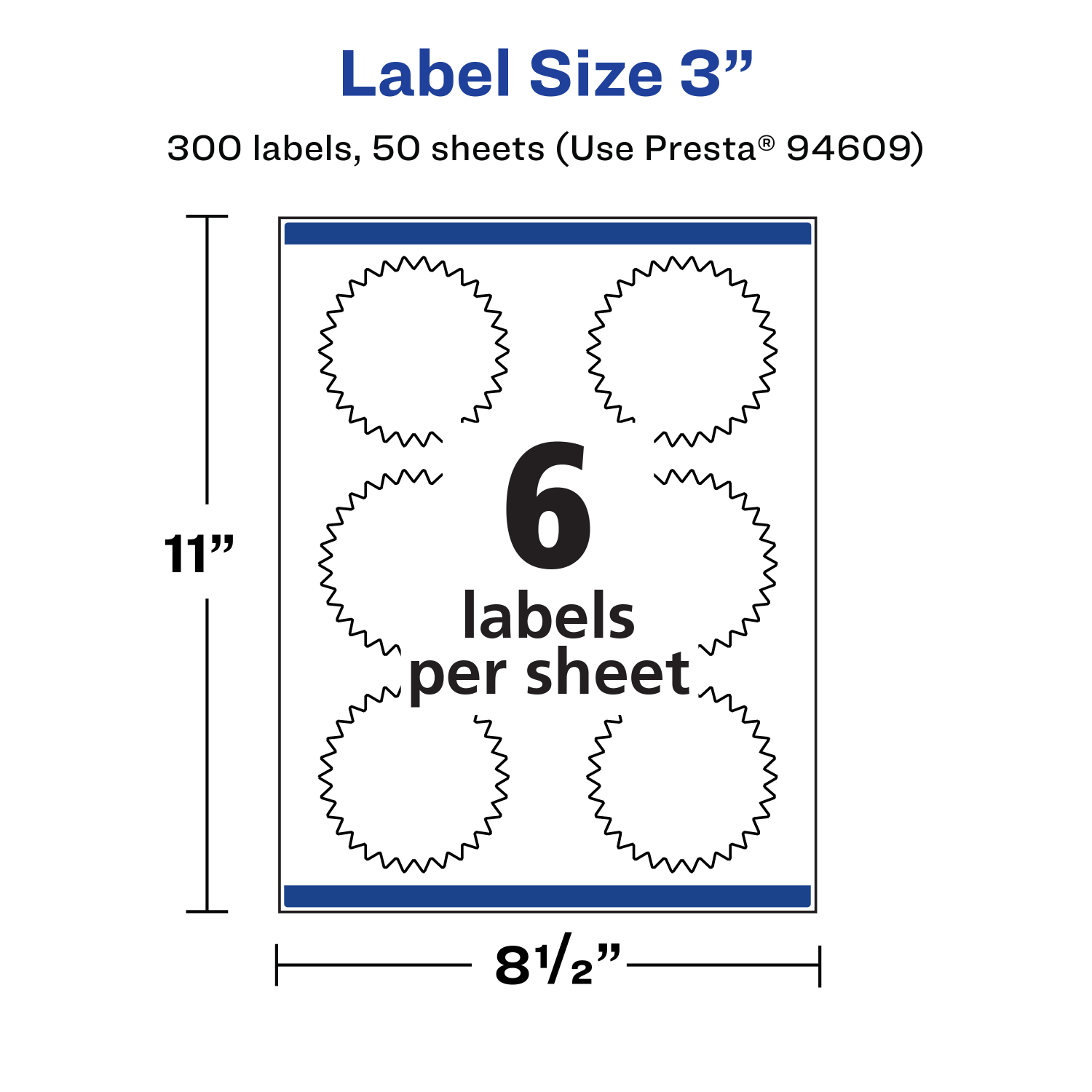 Avery Removable Labels With Sure Feed, 94609-RMP50, Starburst, 3in, White, Pack Of 300 Labels - Image 6