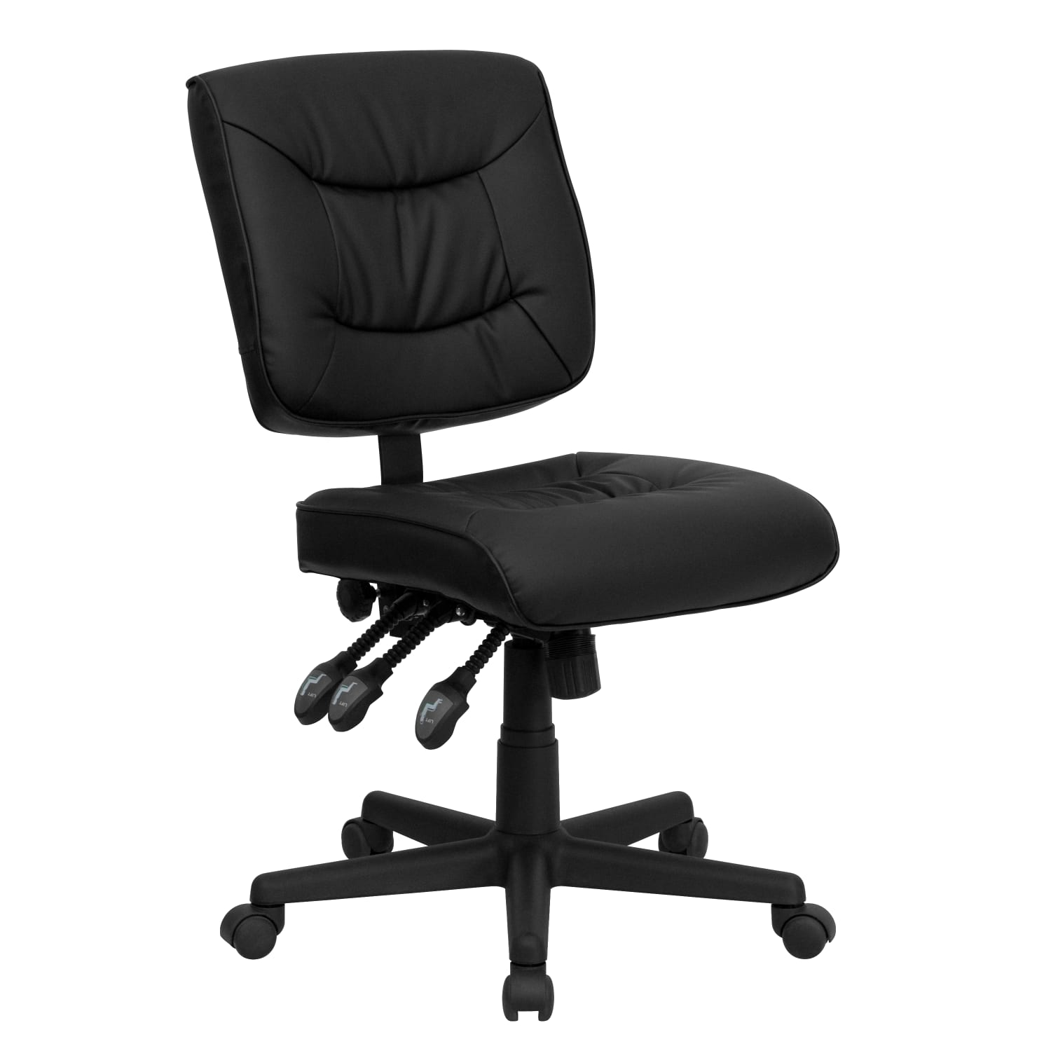 Flash Furniture LeatherSoft Faux Leather Low Back Multifunctional Swivel Task Chair Black PopularChairscom