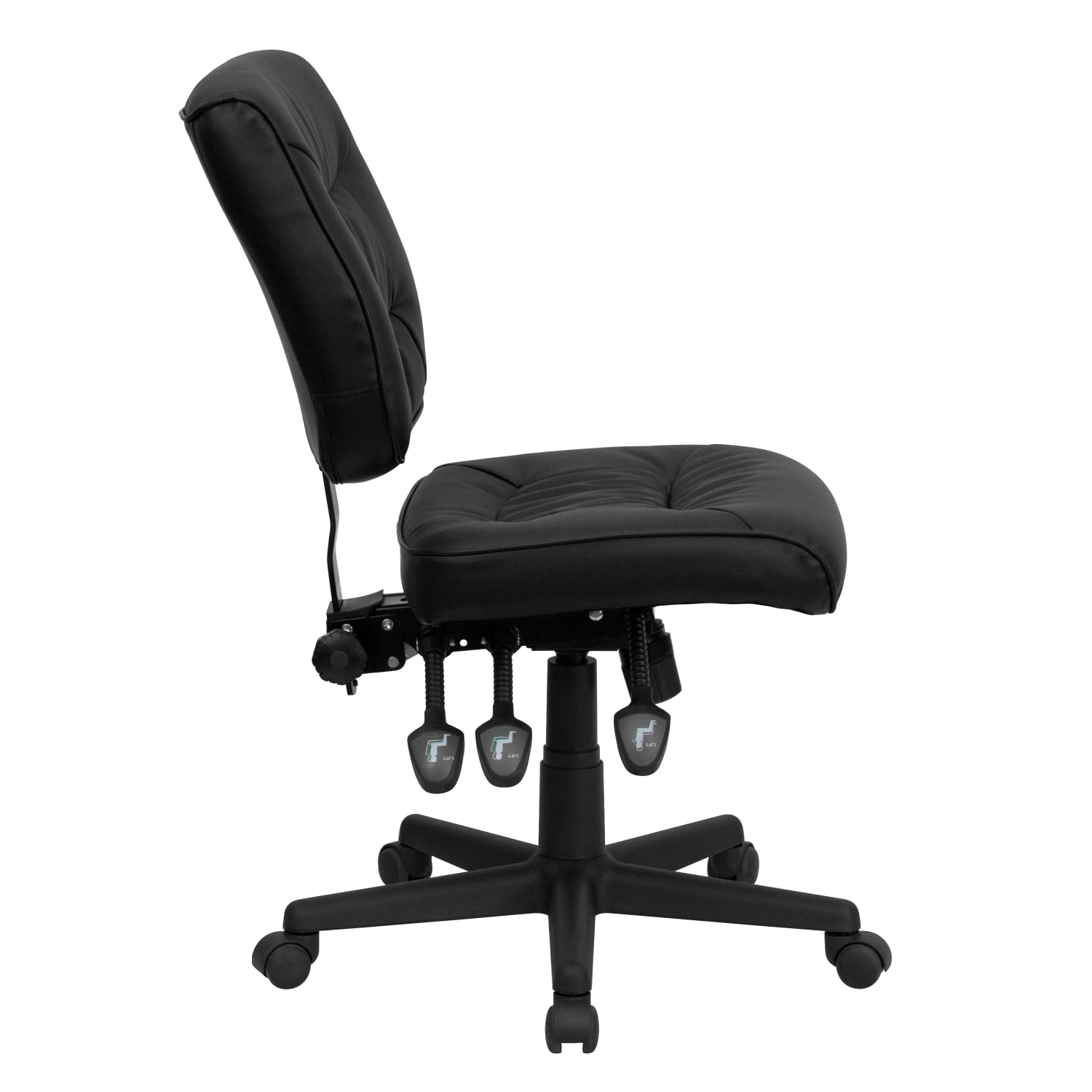 Flash Furniture LeatherSoft Faux Leather Low Back Multifunctional Swivel Task Chair Black PopularChairscom