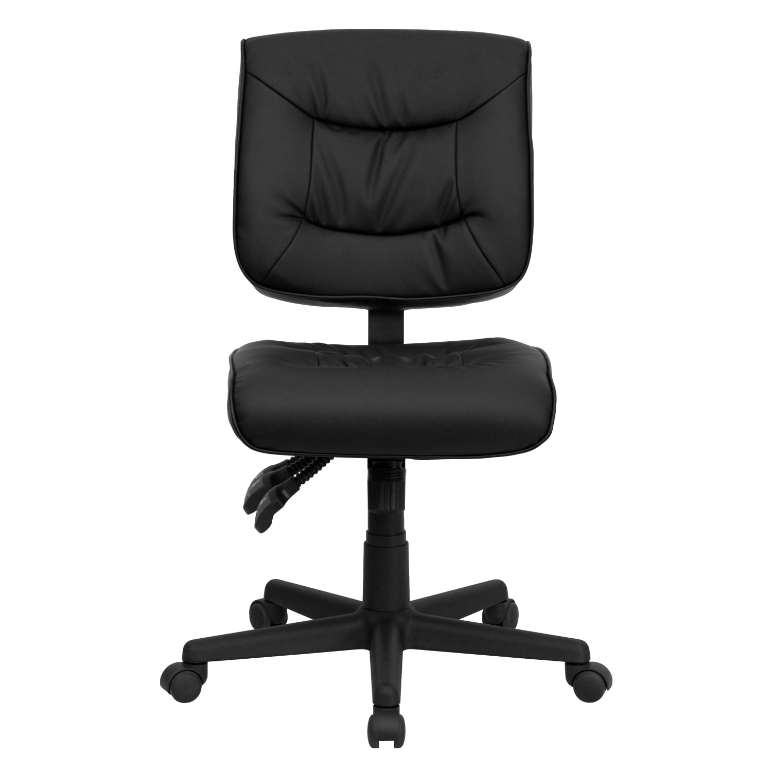 Flash Furniture LeatherSoft Faux Leather Low Back Multifunctional Swivel Task Chair Black PopularChairscom