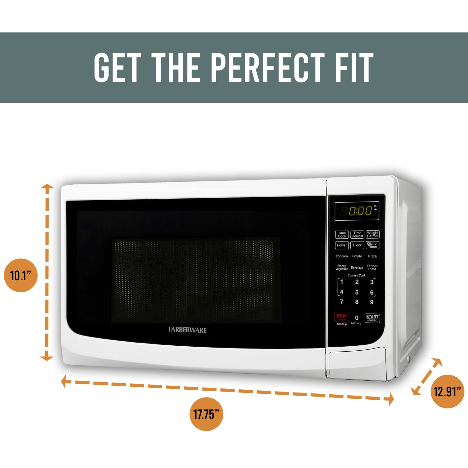 Farberware Classic 0.7 Cu Ft Countertop Microwave, White - Image 4