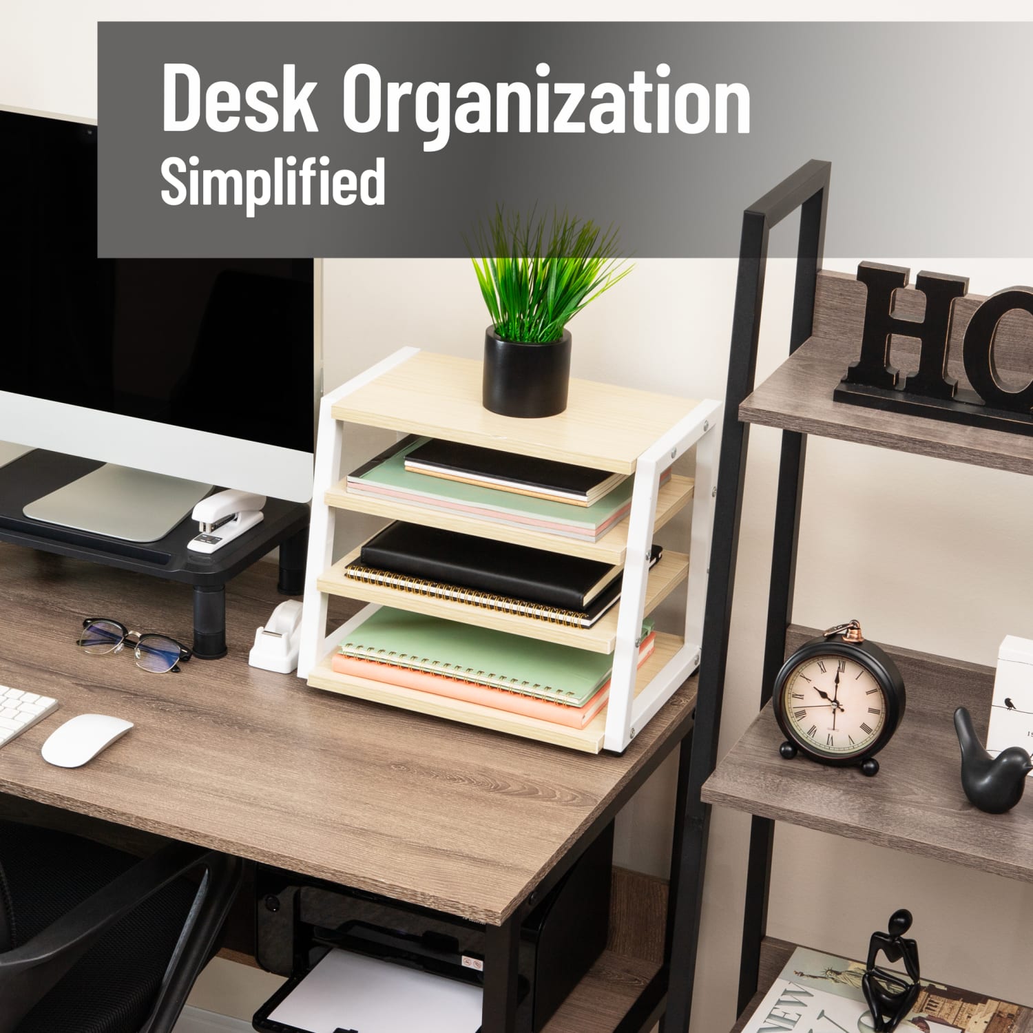 Mind Reader 4-Tier Desk Organizer, 12-1/4inH x 9-3/4inW x 14-1/2inD, White - Image 3
