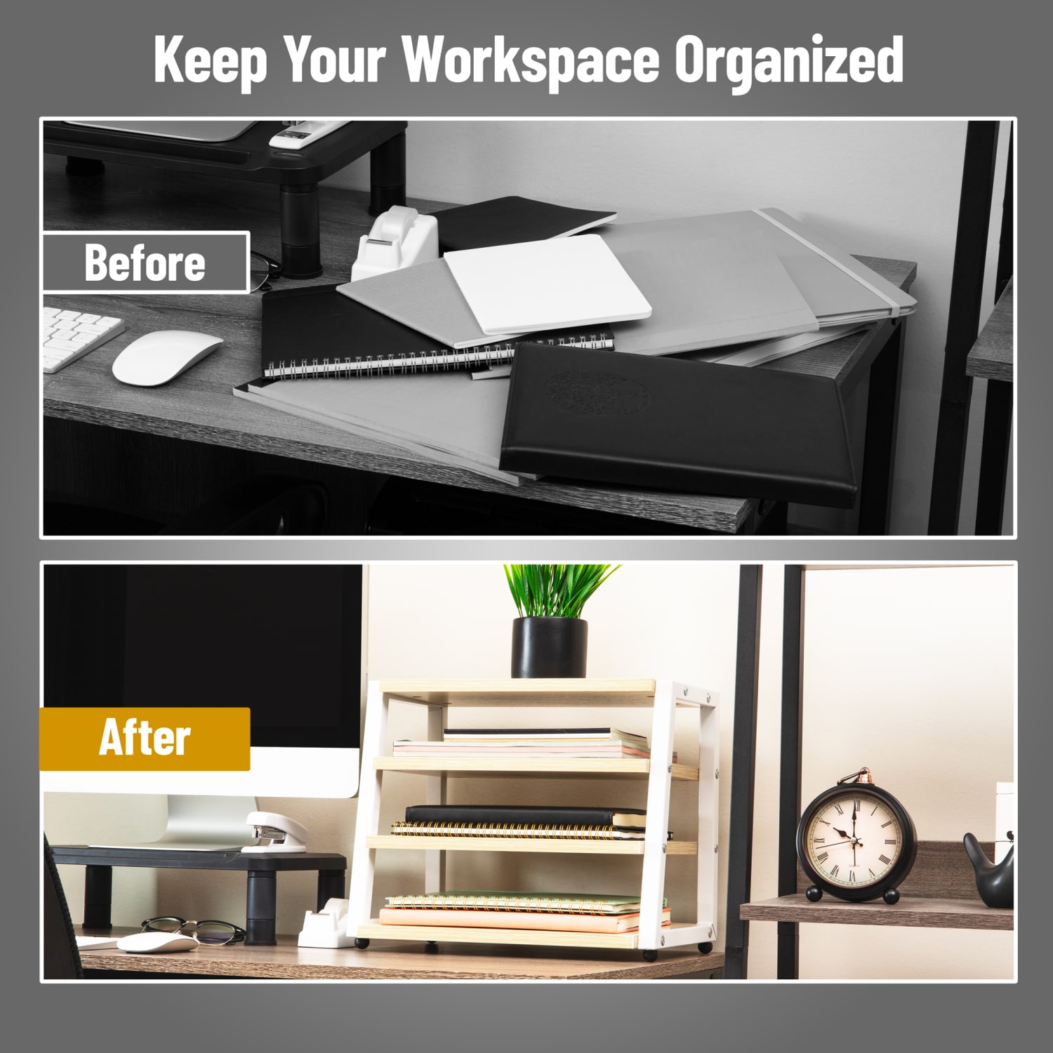 Mind Reader 4-Tier Desk Organizer, 12-1/4inH x 9-3/4inW x 14-1/2inD, White - Image 6