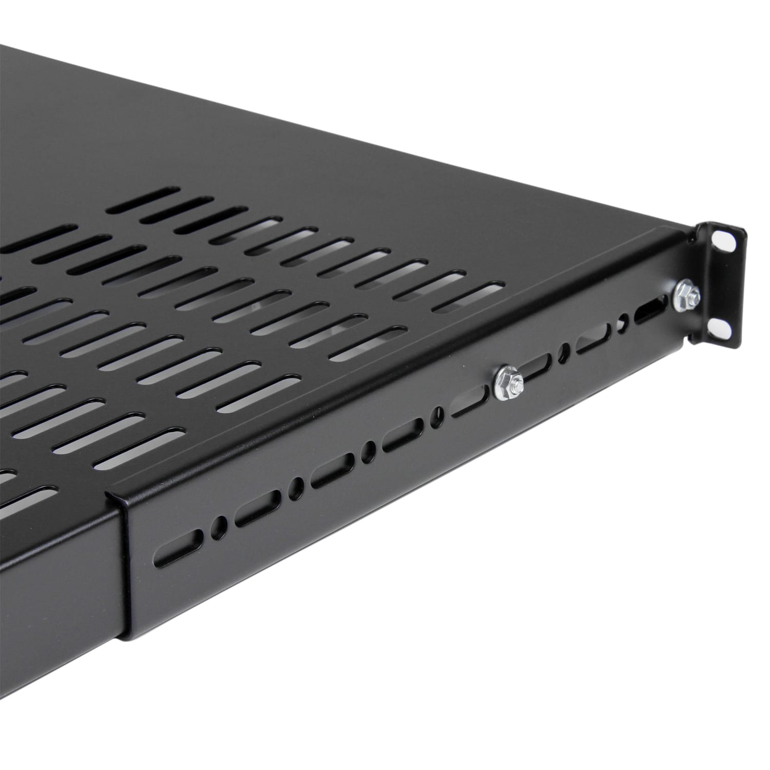 StarTech.com 1U Adjustable Mounting Depth Vented Rack Mount Shelf - Heavy Duty Fixed Rack Shelf - 250lbs / 113kg - Image 3
