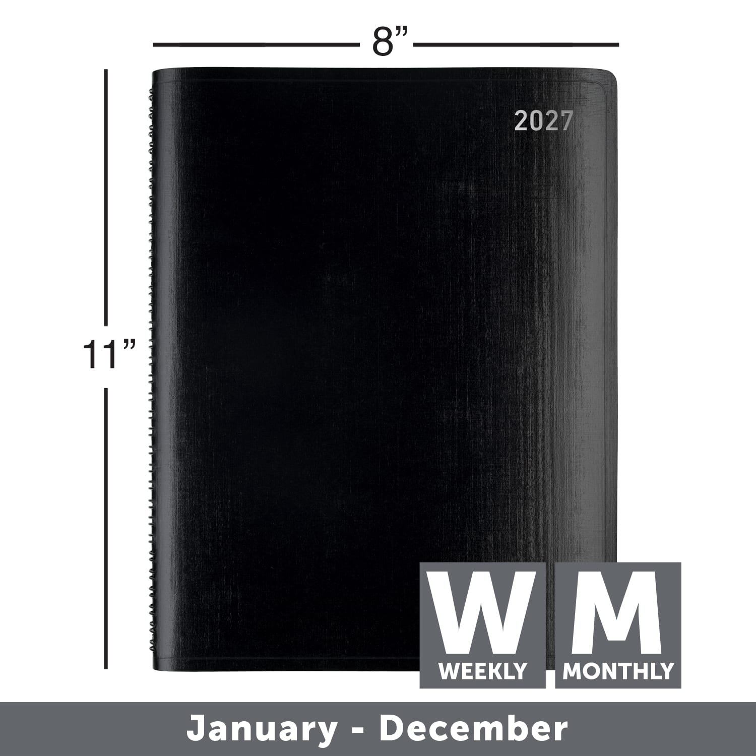 Office Depot Brand Weekly Monthly Planner, 8in x 11in, Black, January 2027 to December 2027, OD71080027 - Image 6