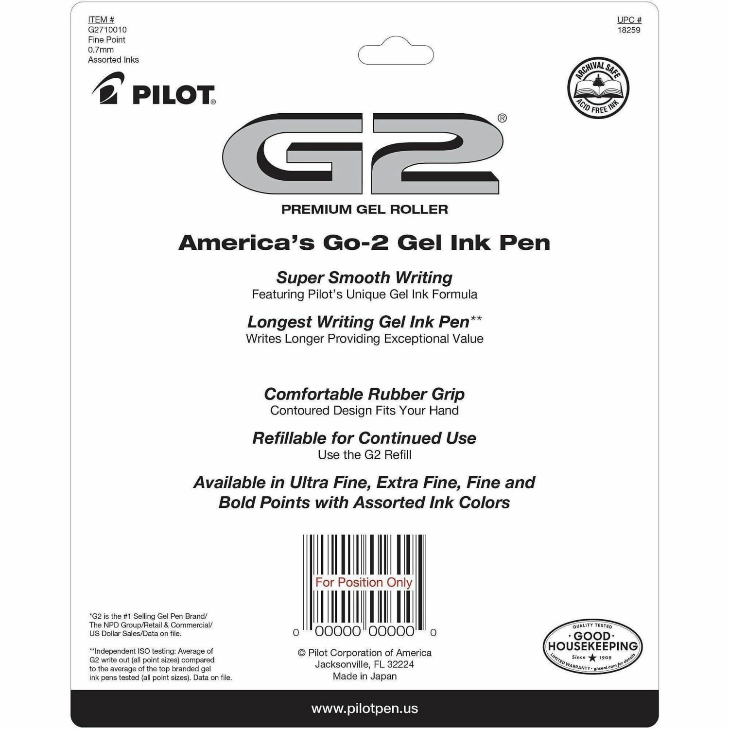 Pilot Premium Gel Ink Retractable Pen - Fine 0.7mm Point Size- Refillable - Retractable - Assorted Liquid Gel Ink Ink - 10 / Pack - Image 5