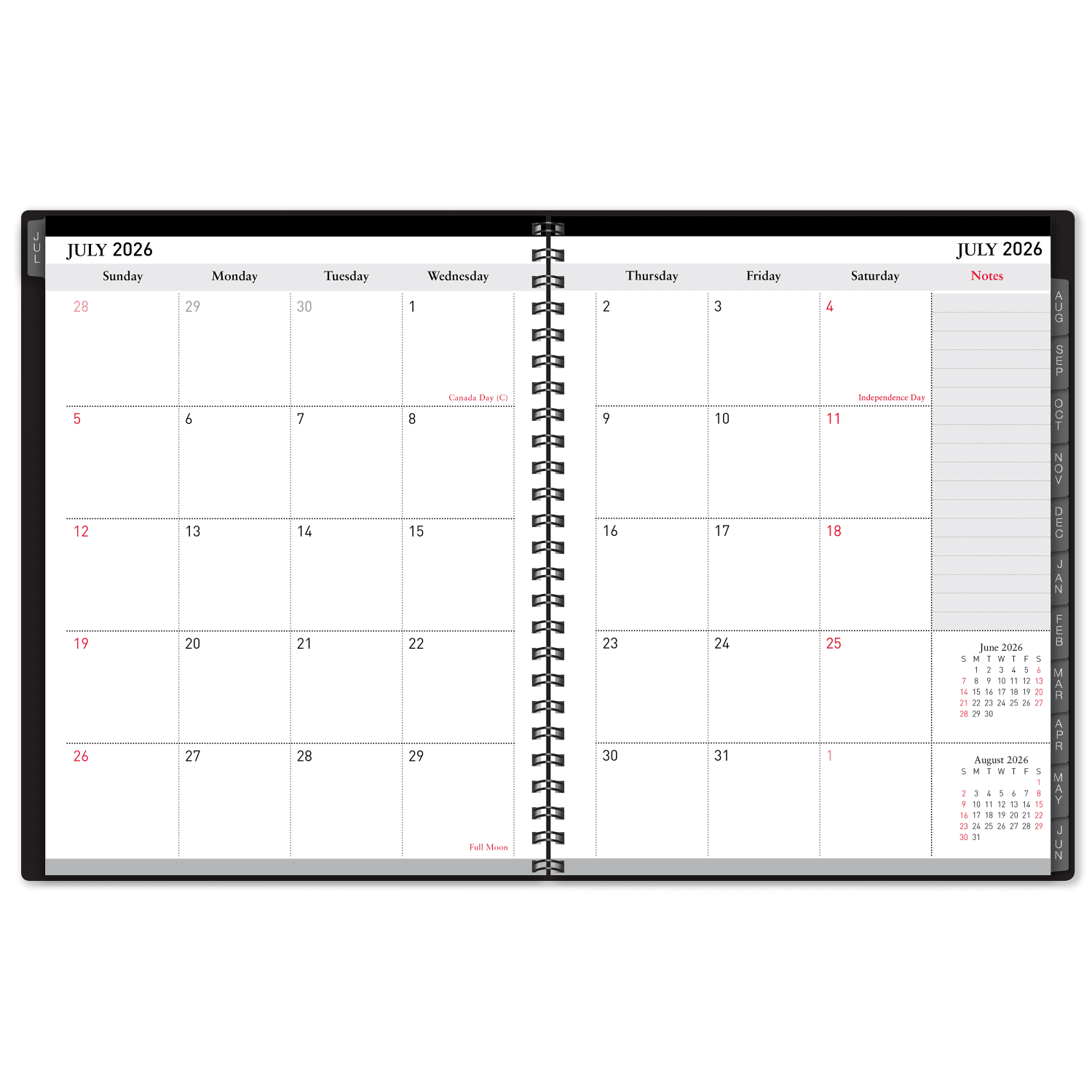 2026-2027 Office Depot Brand 18-Month Weekly/Monthly Academic Planner, 6in x 8in, 30% Recycled, Black, July 2026 To December 2027 - Image 3