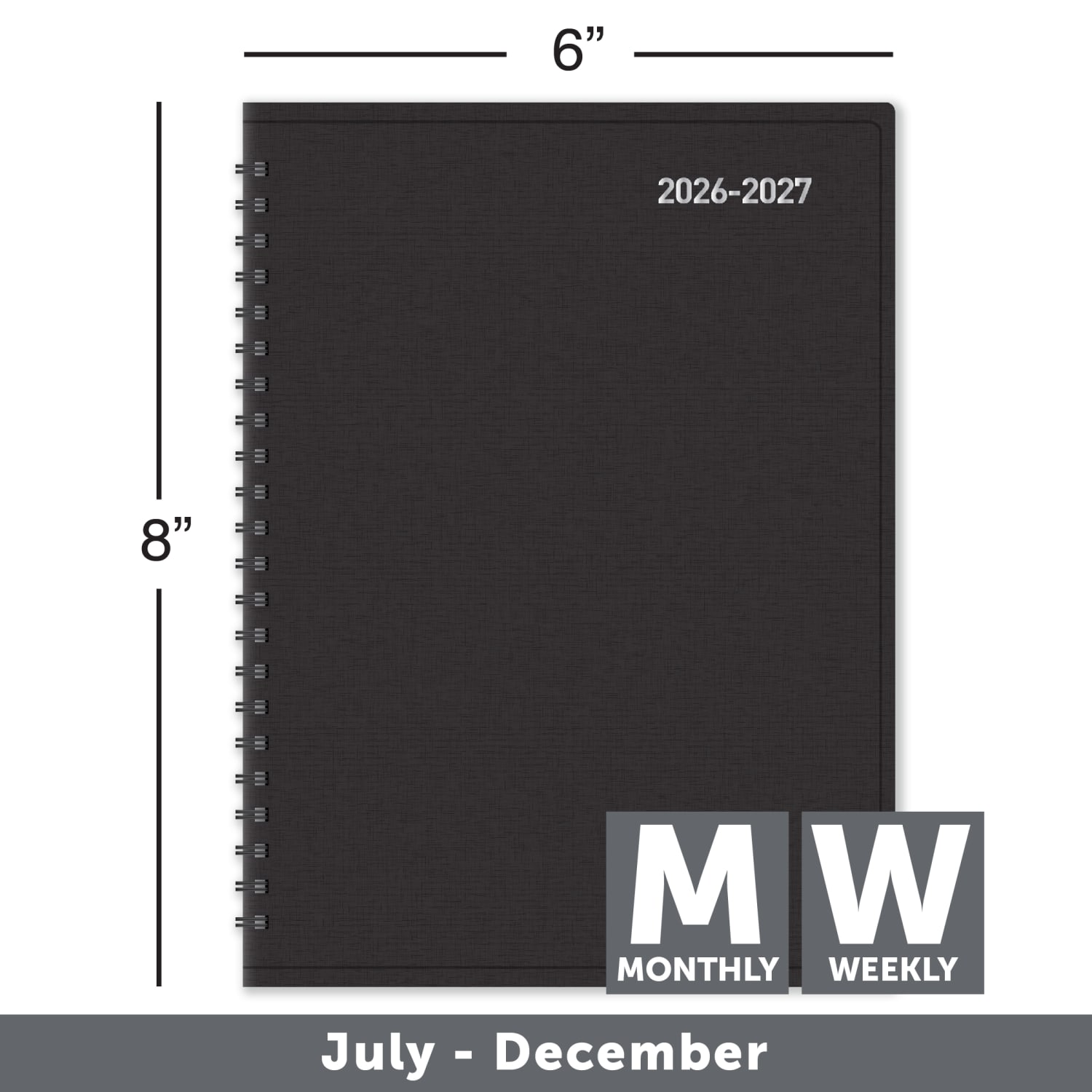 2026-2027 Office Depot Brand 18-Month Weekly/Monthly Academic Planner, 6in x 8in, 30% Recycled, Black, July 2026 To December 2027 - Image 5