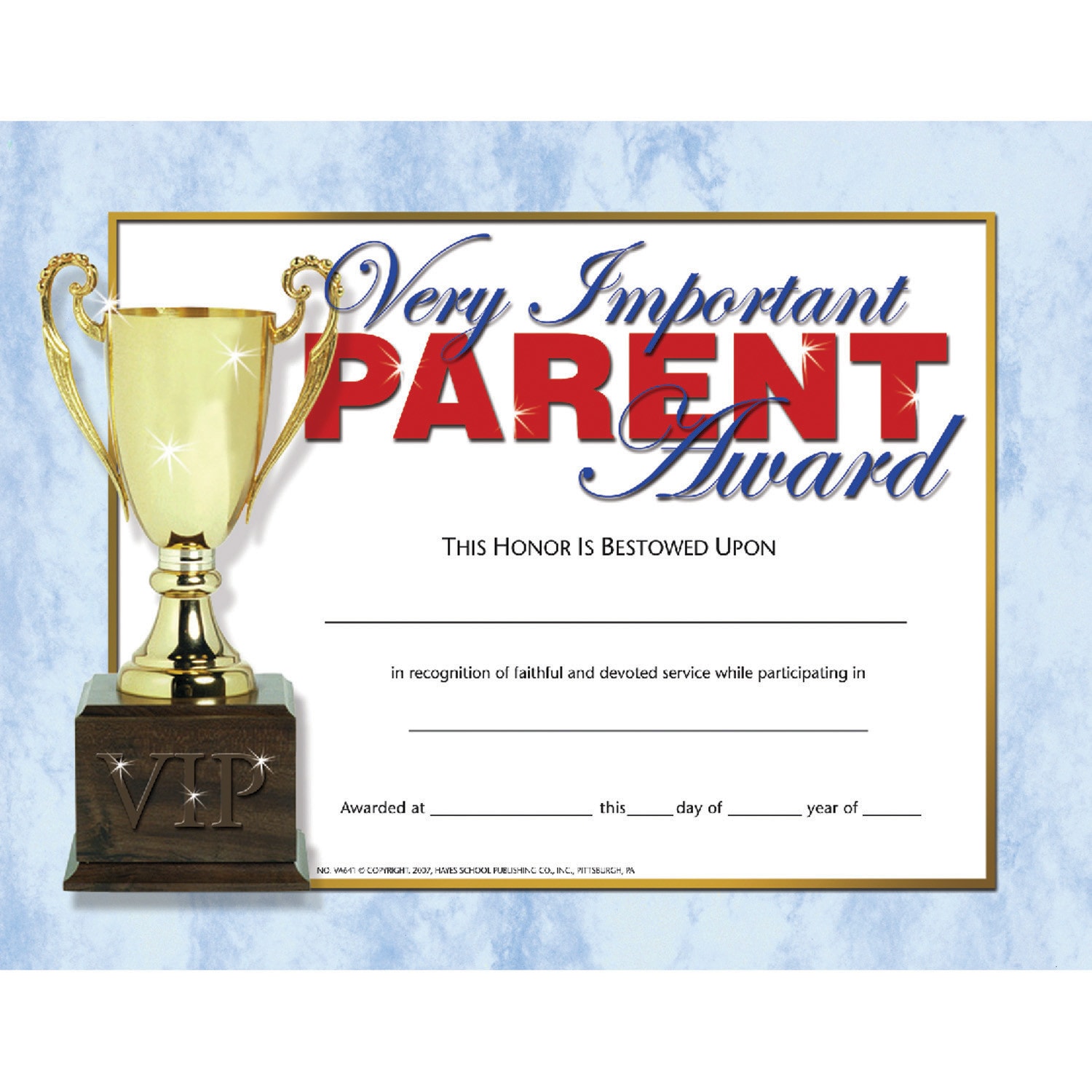 Hayes Publishing Very Important Parent Award, 8.5in x 11in, 30 Per Pack, Set Of 3 Packs - Image 3