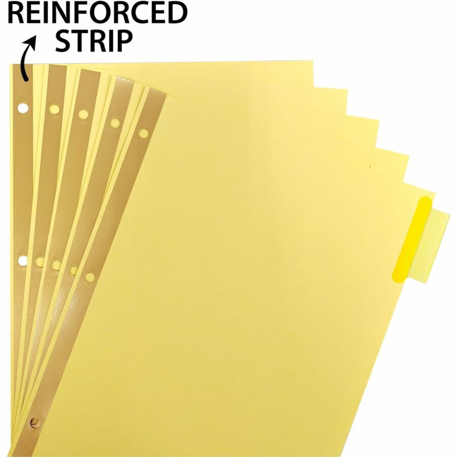 Business Source Reinforced Insertable Tab Indexes - 5 Tab(s)2in Tab Width - 8.5in Divider Width x 11in Divider Length - Letter - 3 Hole Punched - Buff Divider - Manila Tab(s) - Mylar Reinforcement, Insertable, Reinforced Edges, Punched, Tear Resistant - Image 3