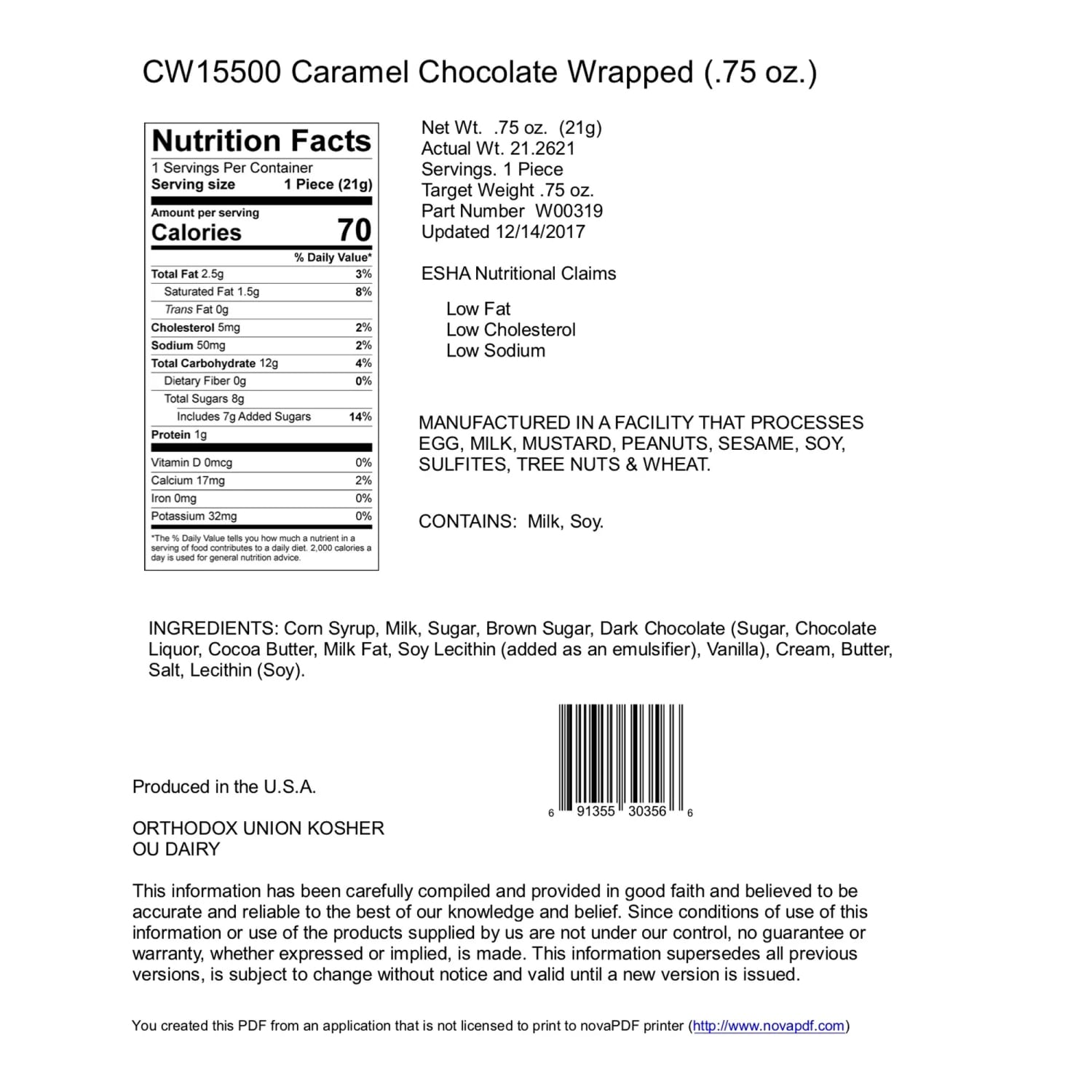 Hammonds Candies Natural Chocolate Caramels - Display Tub - 80-.75 oz. - Image 4