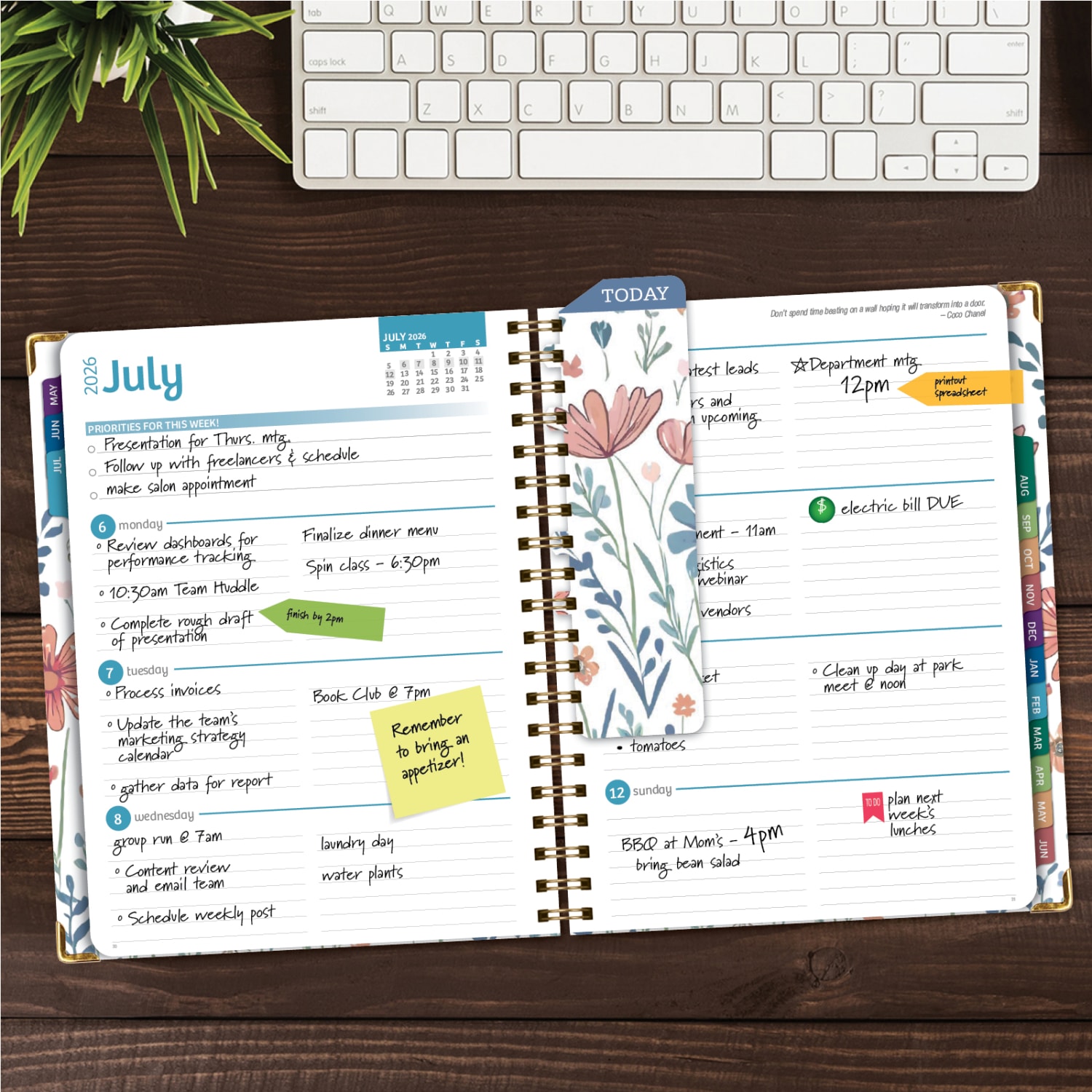 Excello Brands 2026-2027 14-Month Academic Hardcover Weekly/Monthly Fashion Planner, 8-1/2in x 11in, Colorful Botanicals, May-June, FSHNAY26851130 - Image 4