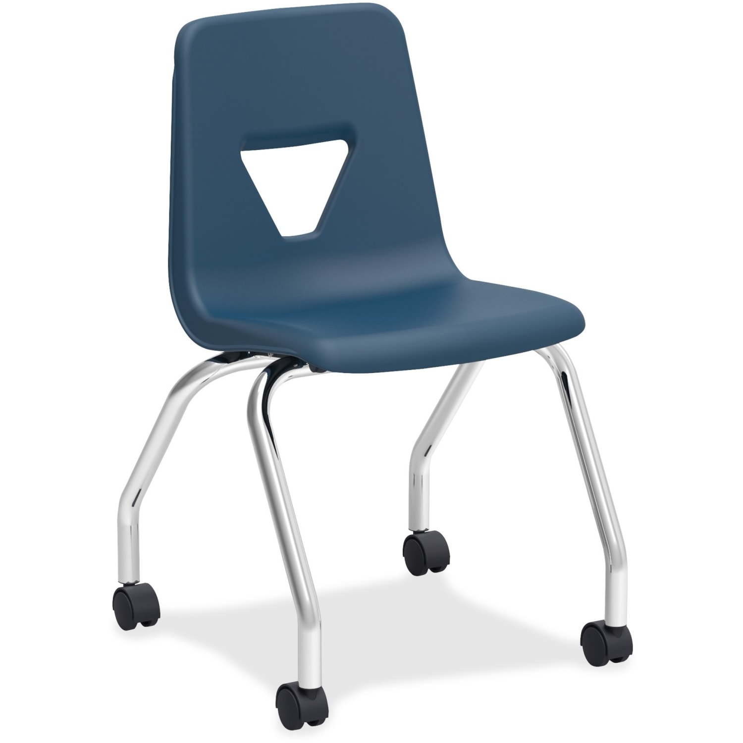 Lorell Classroom Mobile Chairs, 18inH Seat, Navy/Chrome, Set Of 2 - Image 3
