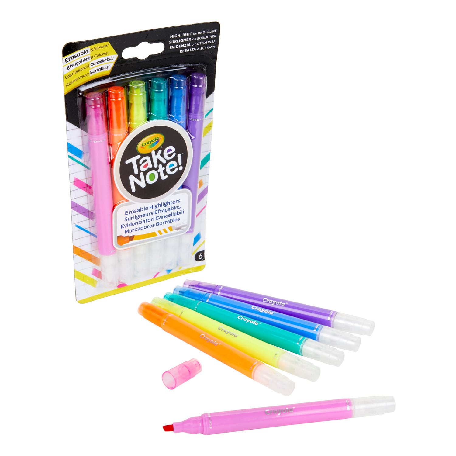 Crayola Take Note! Erasable Highlighters, 6 Per Pack, Set Of 3 Packs - Image 4