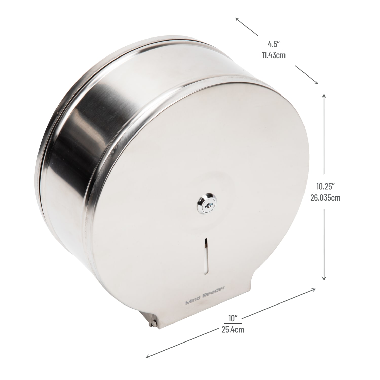 Mind Reader Locking Toilet Paper Roll Dispenser, 4-1/2inH x 10-1/2inW x 10inD, Silver - Image 4