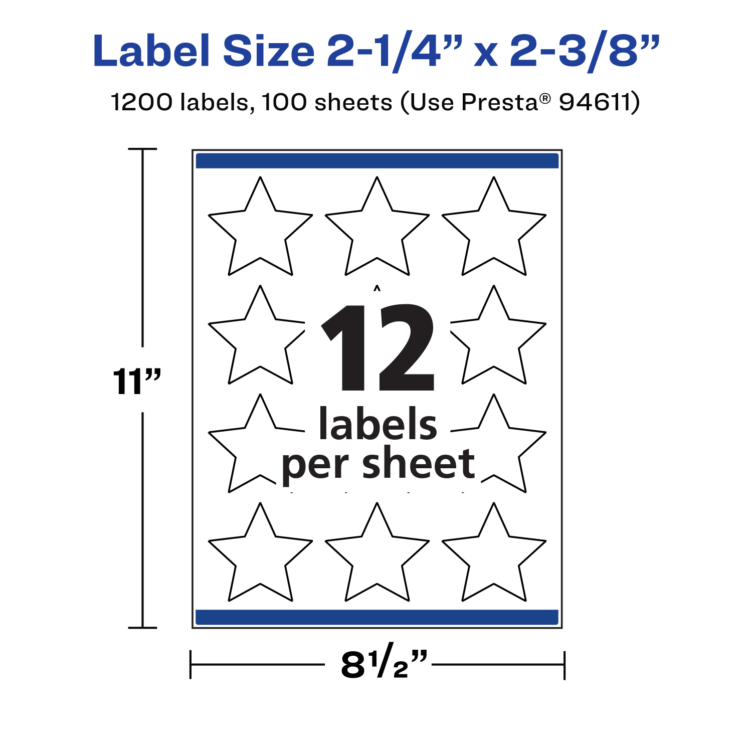 Avery Permanent Labels With Sure Feed, 94611-WMP100, Star, 2-1/4in x 2-3/8in, White, Pack Of 1,200 - Image 6