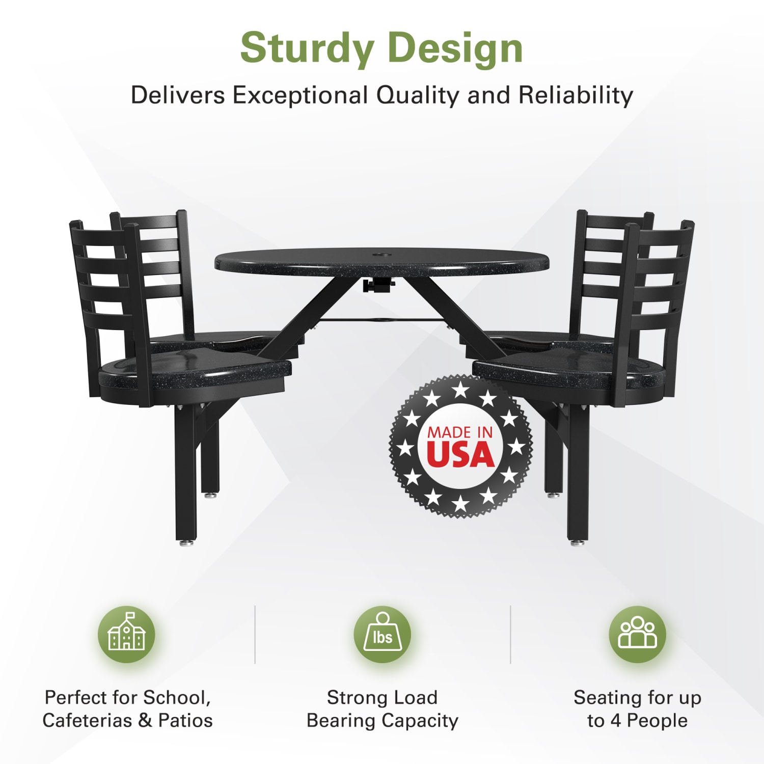 Palmer Hamilton Covey Outdoor Cluster Table With 4 Seats, 29in x 54in, Obsidian - Image 5