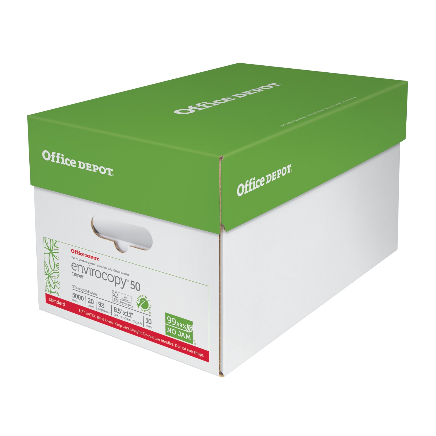 Office Depot EnviroCopy Copy Paper, 10 Reams, White, Letter (8.5in x 11in), 5000 Sheets Per Case, 20 Lb, 50% Recycled, FSC Certified - Image 3