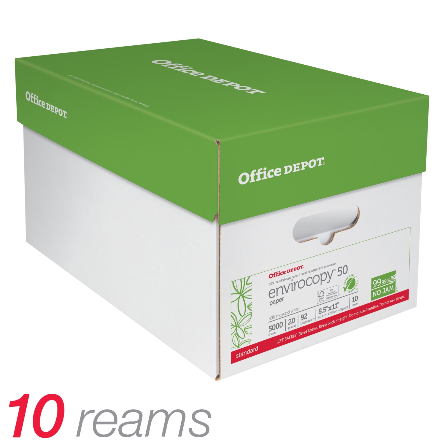 Office Depot EnviroCopy Copy Paper, 10 Reams, White, Letter (8.5in x 11in), 5000 Sheets Per Case, 20 Lb, 50% Recycled, FSC Certified - Image 5