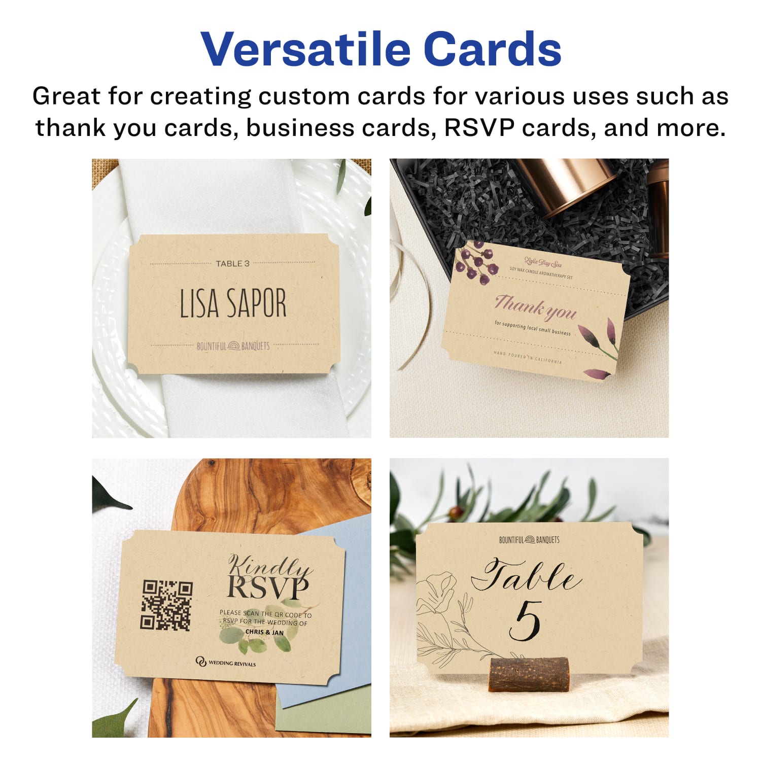 Avery Printable Postcards With Sure Feed Technology, 95275-KMC10, Rectangle Scalloped, 4in x 6in, Kraft Brown, Pack Of 20 - Image 4