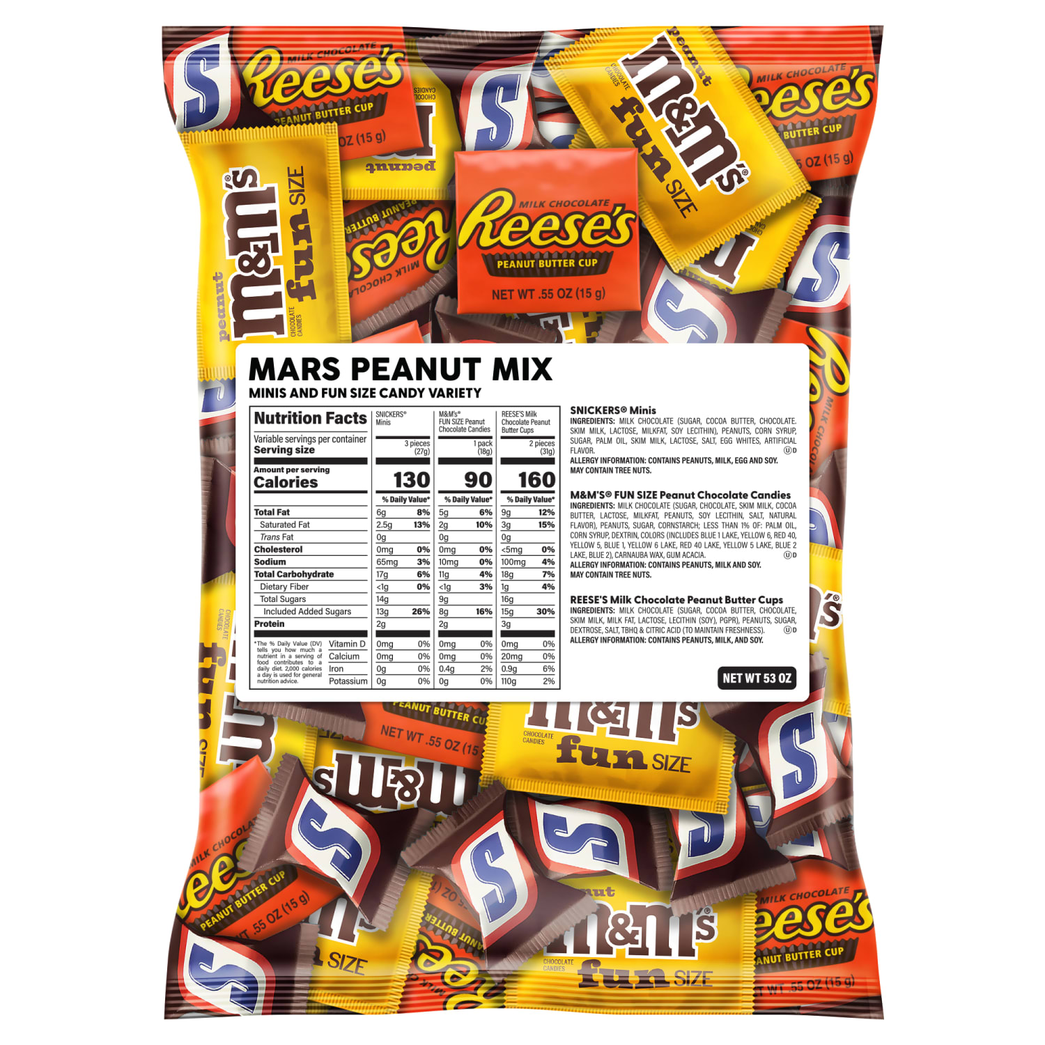 M&Ms Peanut, Snickers And Reeses Minis Candy Variety Mix, 53 Oz, Total Qty 1 - Image 4