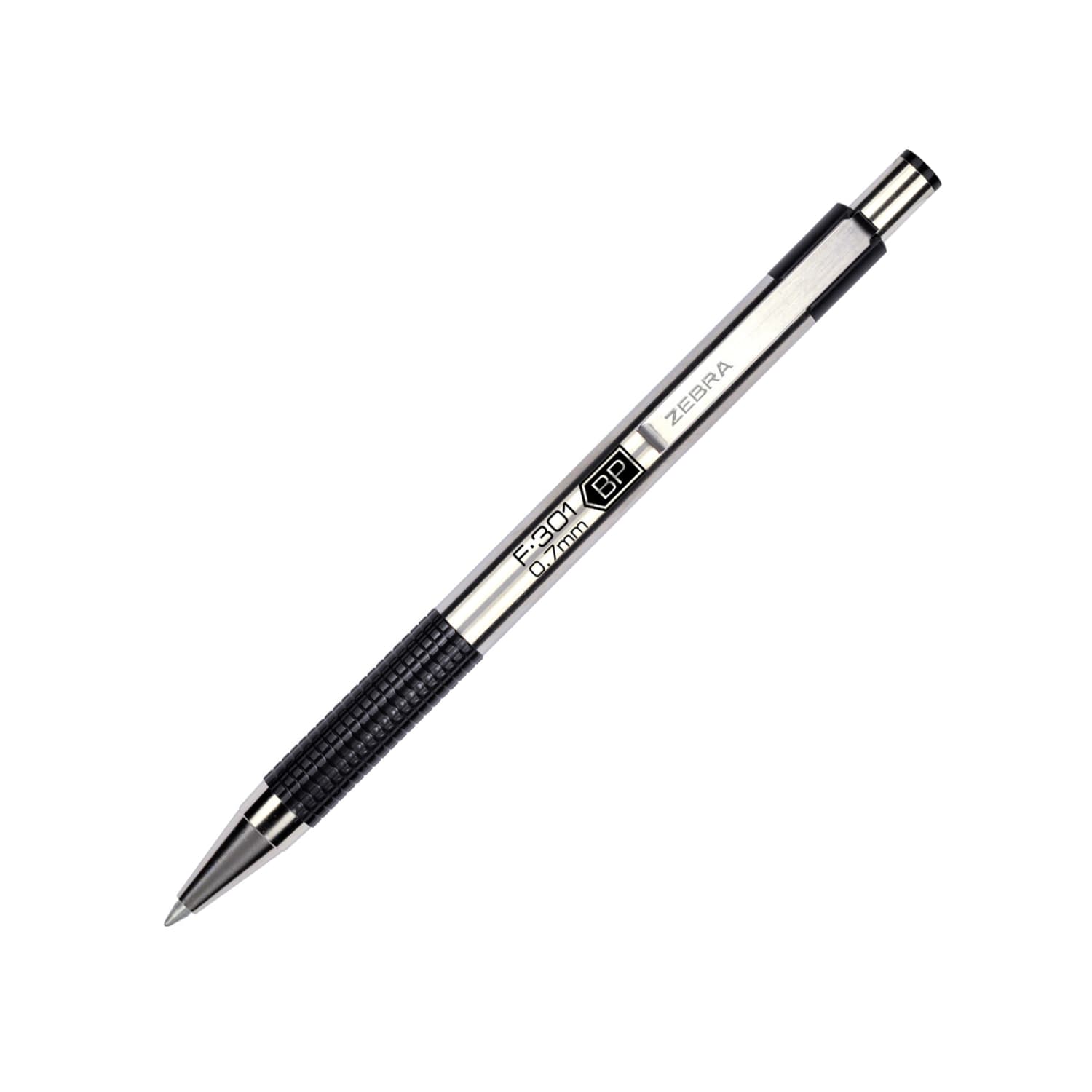 Zebra Pen BCA F-301 Ballpoint Pens, Pack Of 2, Fine Point, 0.7 mm, Silver Barrel, Black Ink - Image 3