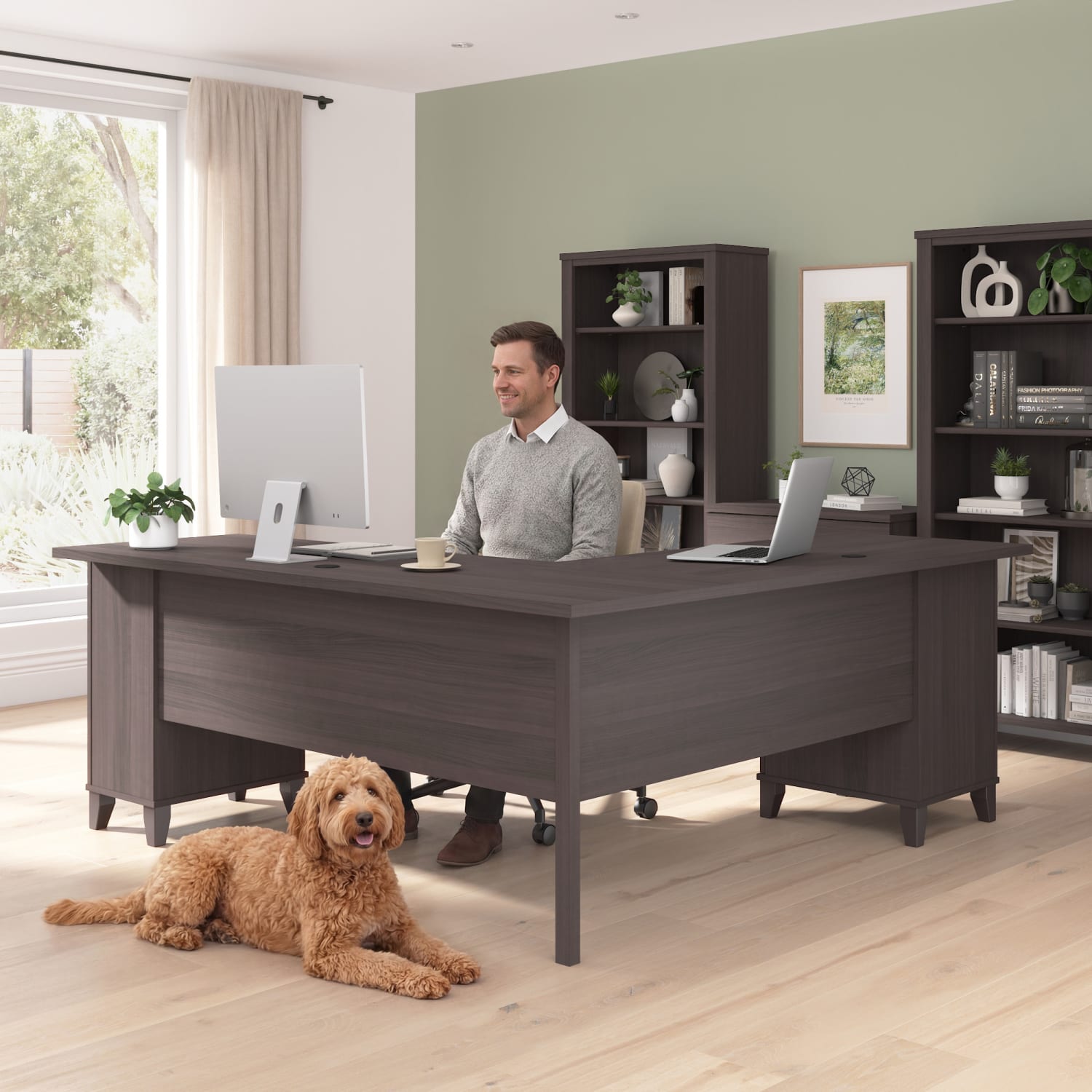 Bush Business Furniture Somerset 72inW L-Shaped Corner Desk, Storm Gray, Standard Delivery - Image 4