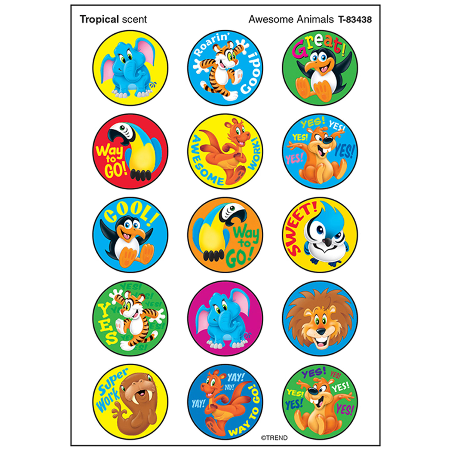 Trend Stinky Stickers, Awesome Animals/Tropical, 60 Stickers Per Pack, Set Of 6 Packs - Image 3
