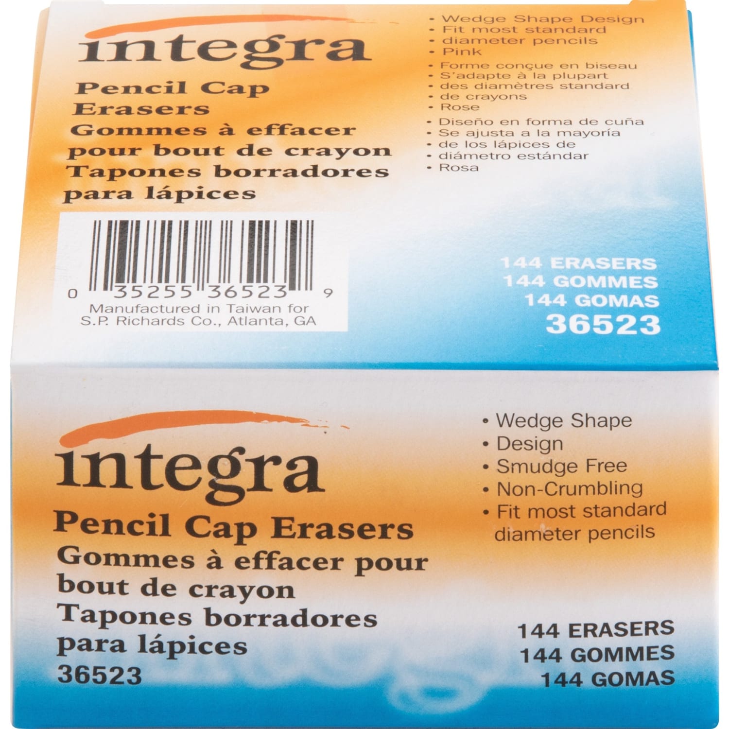Integra Pink Pencil Cap Eraser - Lead Pencil - Wedge - Latex-free - 144/Box - Pink - Image 3