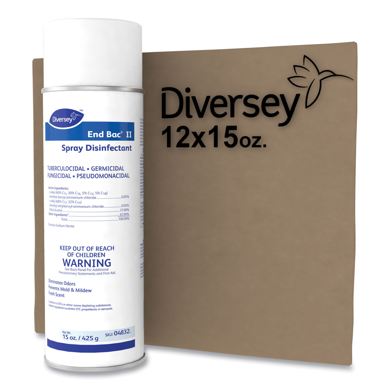 Diversey End Bac II Spray Disinfectant, Fresh Scent, 15 oz Aerosol Spray, 12/Carton - Image 3