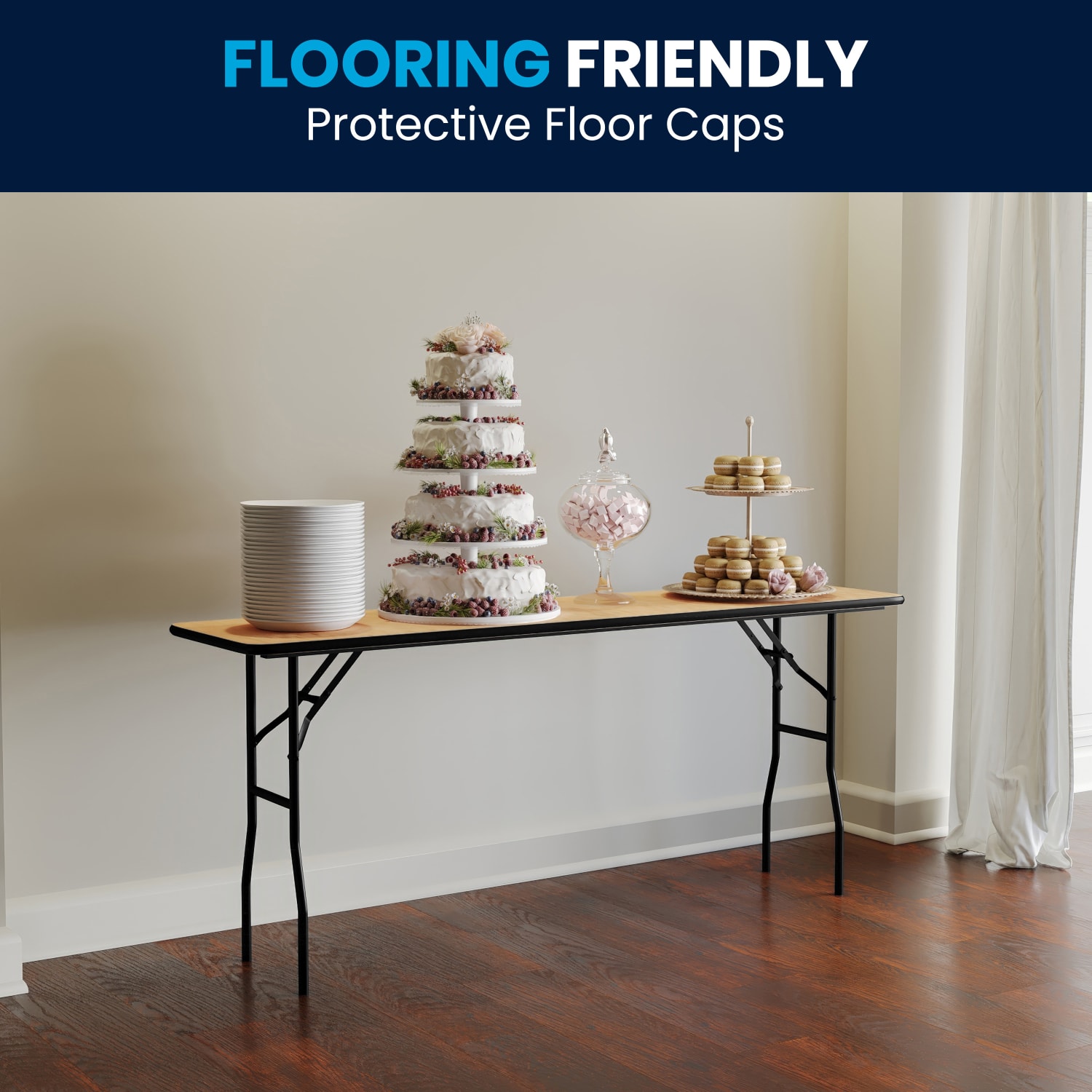 Flash Furniture Rectangular Wood Folding Seminar Table, 30-1/4inH x 18inW x 72inD, Natural - Image 6
