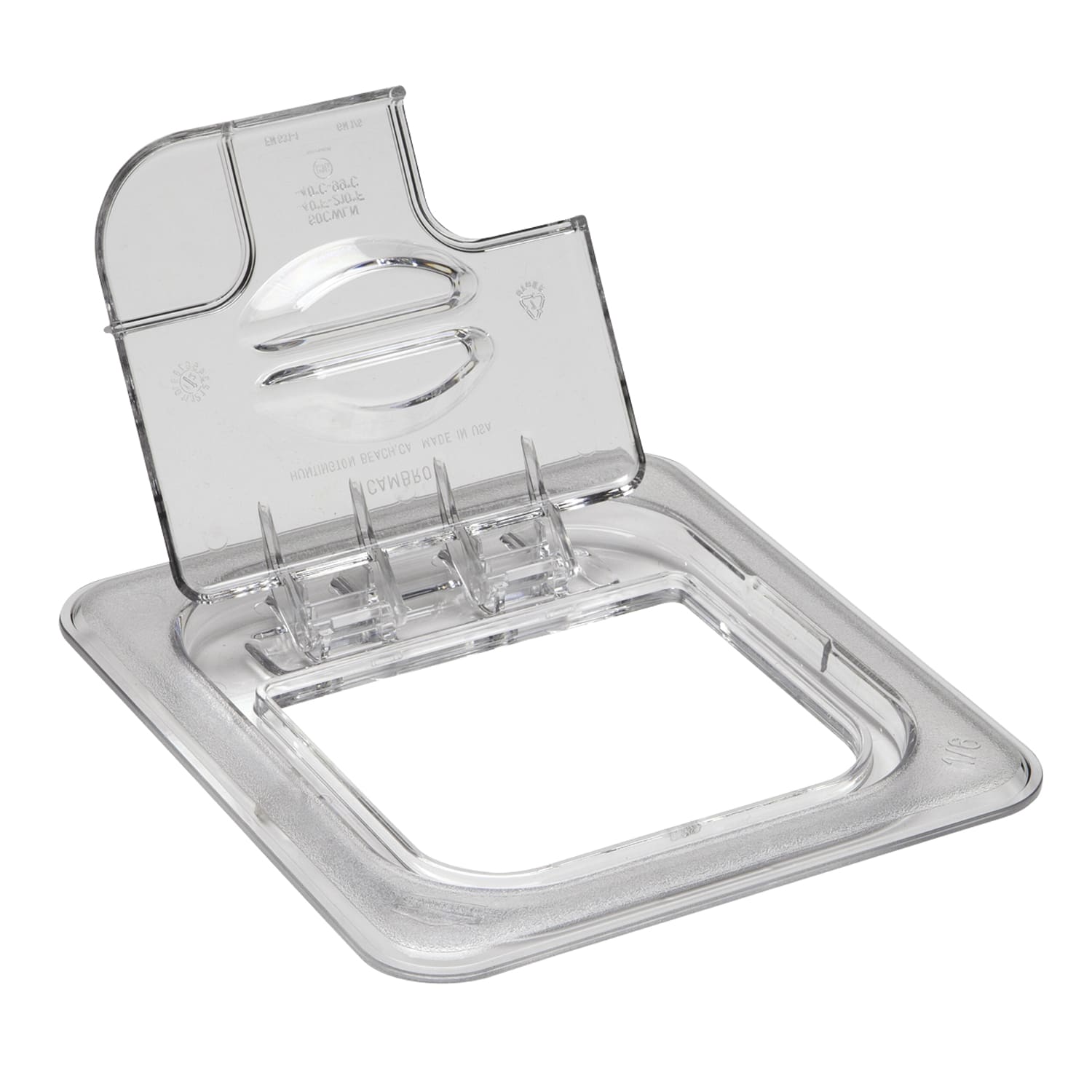 Cambro Camwear GN 1/6 Notched FlipLids, Clear, Set Of 6 Lids
