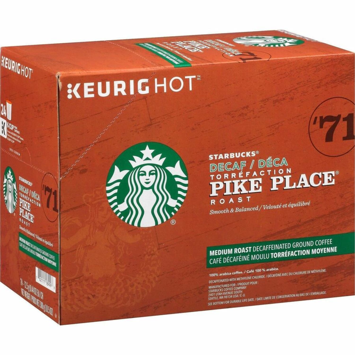 Starbucks K-Cup Decaf Pike Place Roast Coffee, 24/Pack, 4/Box, 12434952CT - Image 4