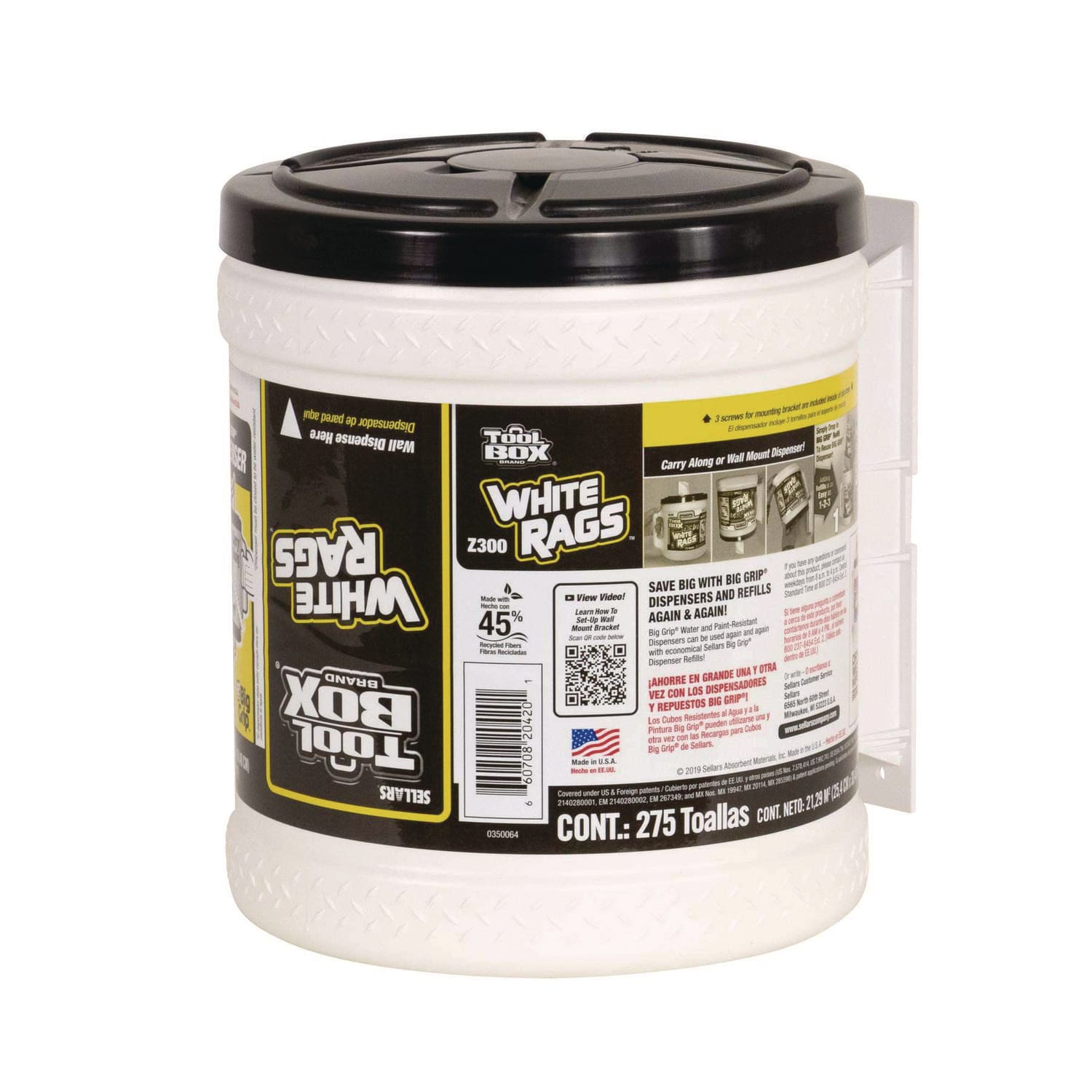 TOOLBOX Z300 Wipers Big Grip Dispenser, 1-Ply, 10 x 12, White, 2/Carton - Image 4