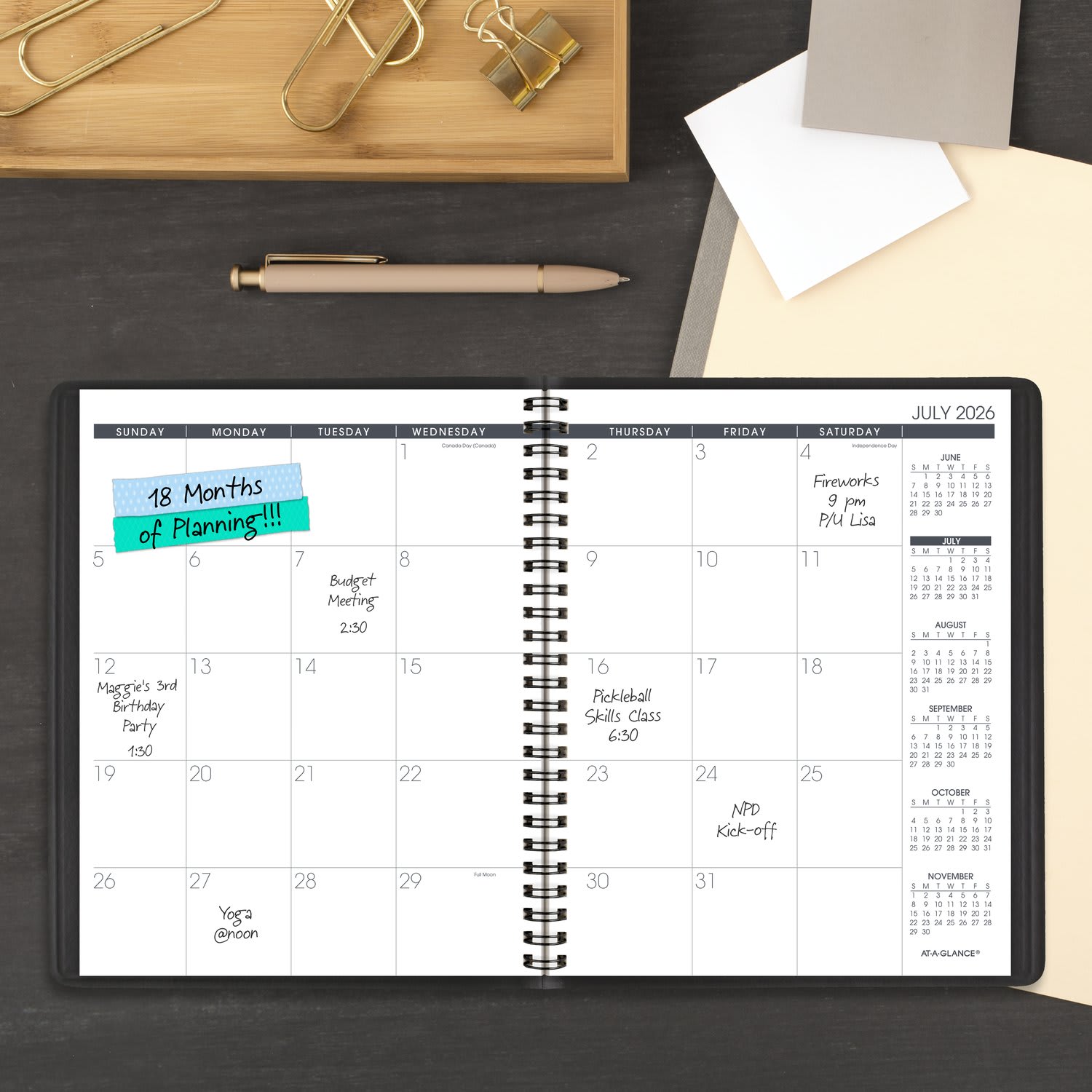 AT-A-GLANCE Academic 2026-2027 18-Month Monthly Planner, Black, Medium, 7in x 8 3/4in - Image 3
