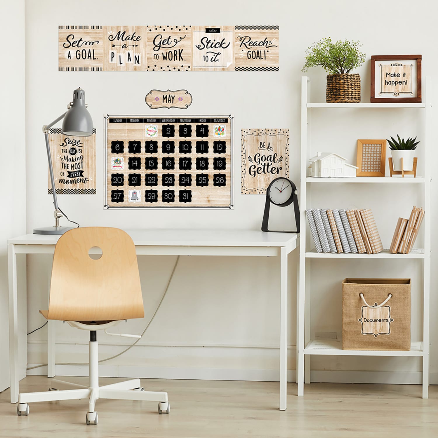 Creative Teaching Press Black, White, and Wood Calendar Set Bulletin Board Set, 87 Pieces - Image 5
