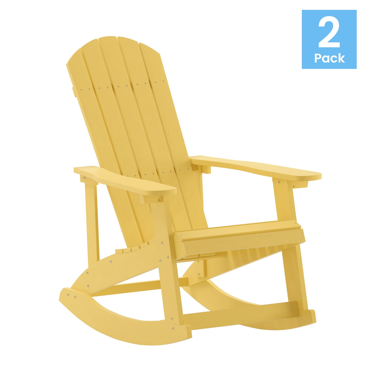 Flash Furniture Savannah All-Weather Adirondack Rocking Chairs, Yellow, Set Of 2 Chairs - Image 3
