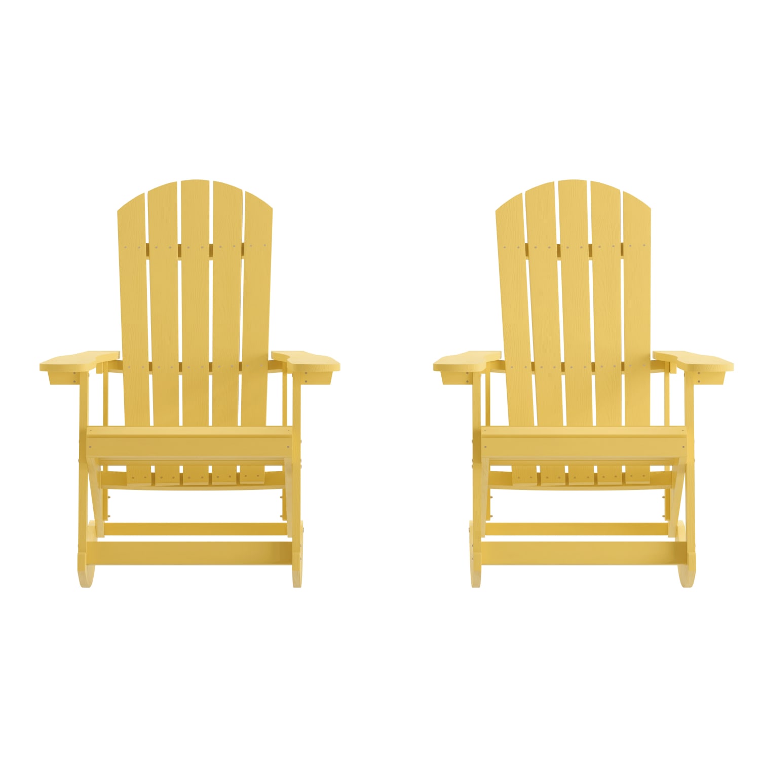 Flash Furniture Savannah All-Weather Adirondack Rocking Chairs, Yellow, Set Of 2 Chairs - Image 4
