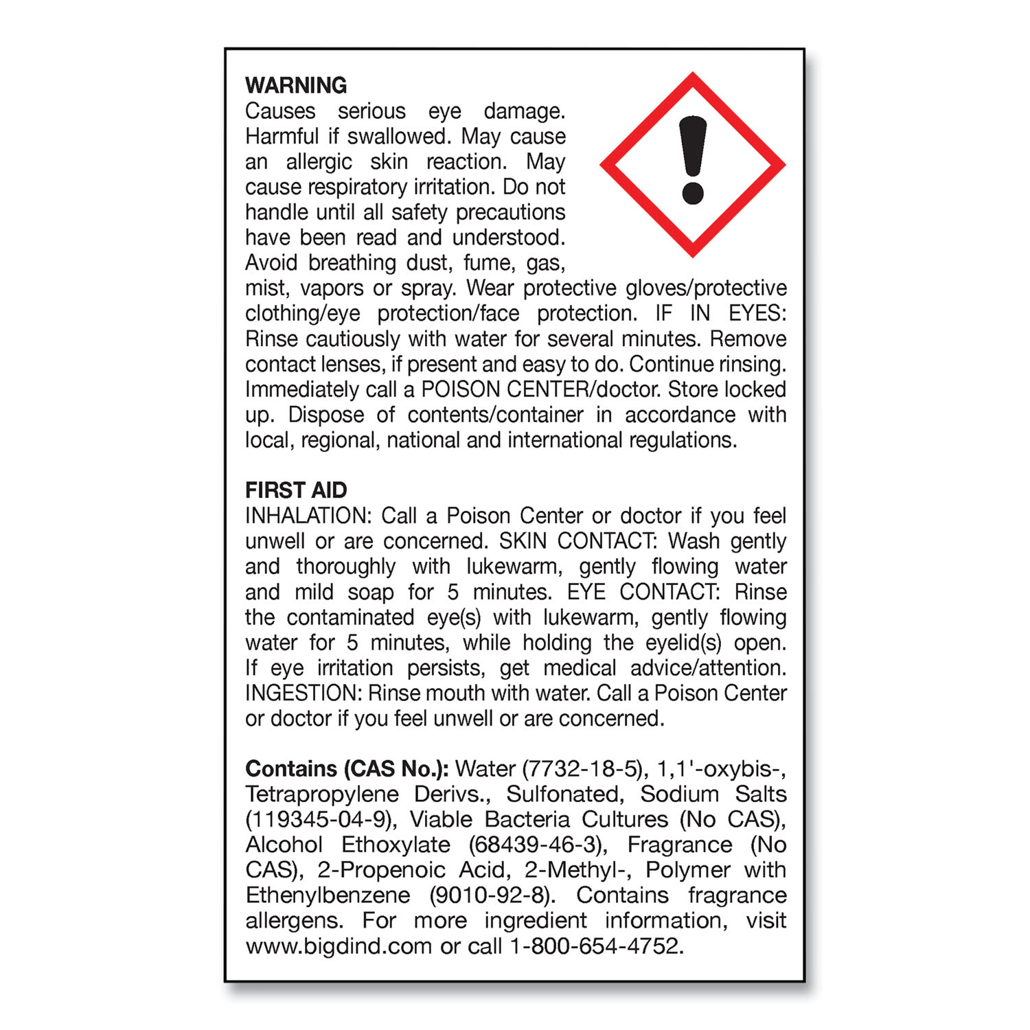 Big D Industries Enzym D Digester Liquid Deodorant, Lemon, 32 oz Bottle, 12/Carton - Image 4