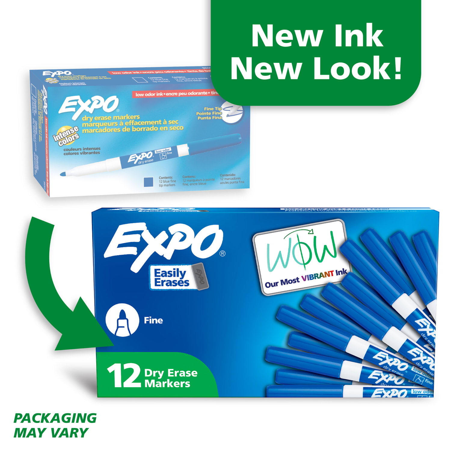 EXPO Low-Odor Dry-Erase Markers, Fine Point, Blue, Pack Of 12 - Image 3