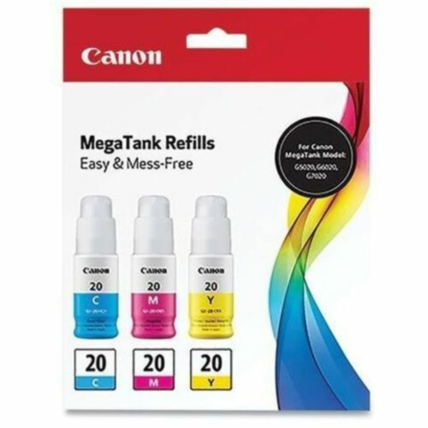 Canon GI-20 InkJet Cyan, Magenta, Yellow Ink Bottle Value Pack, Pack Of 3 Bottles, 3394C003 - Image 3