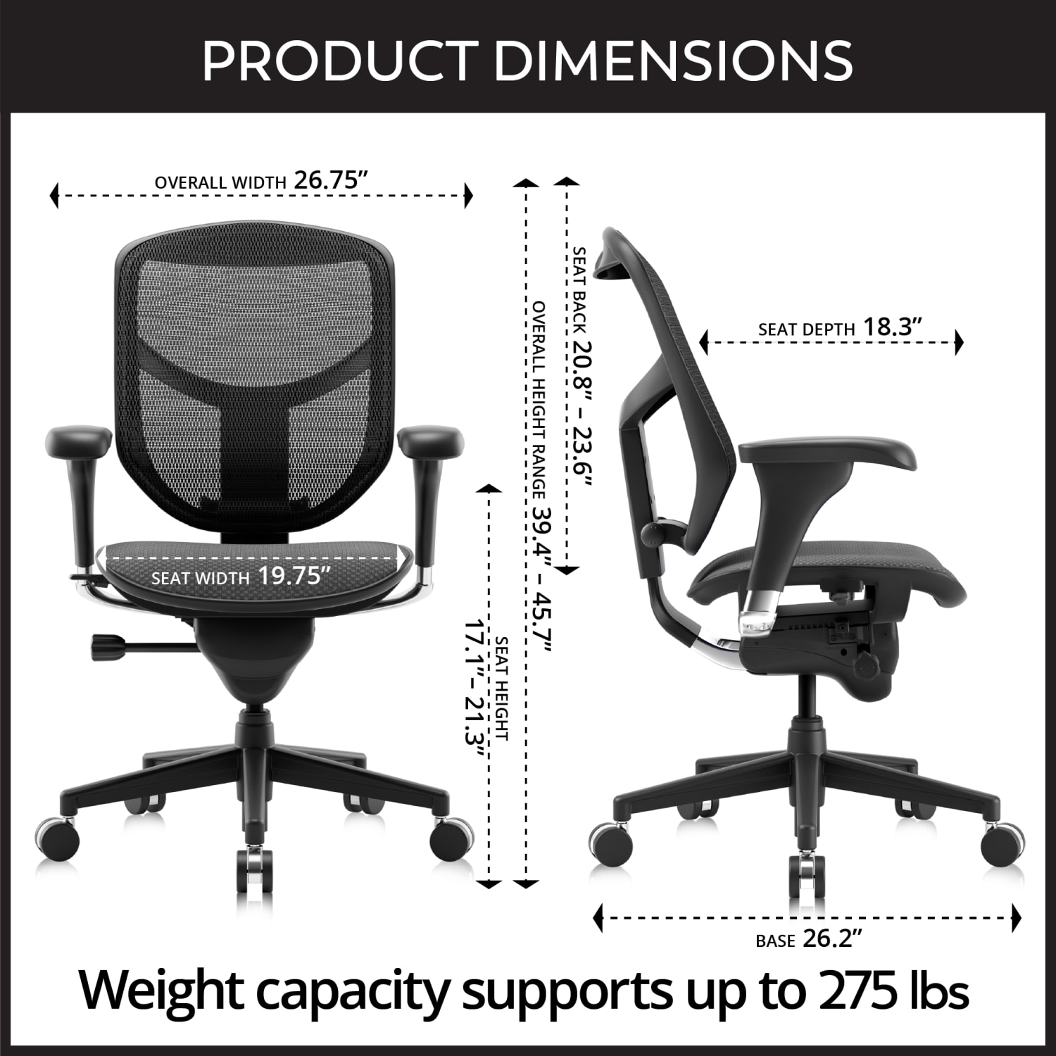 WorkPro Quantum 9000 Series Ergonomic Mesh/Premium Fabric Mid-Back Office Chair, Black/Gray, BIFMA Compliant - Image 3