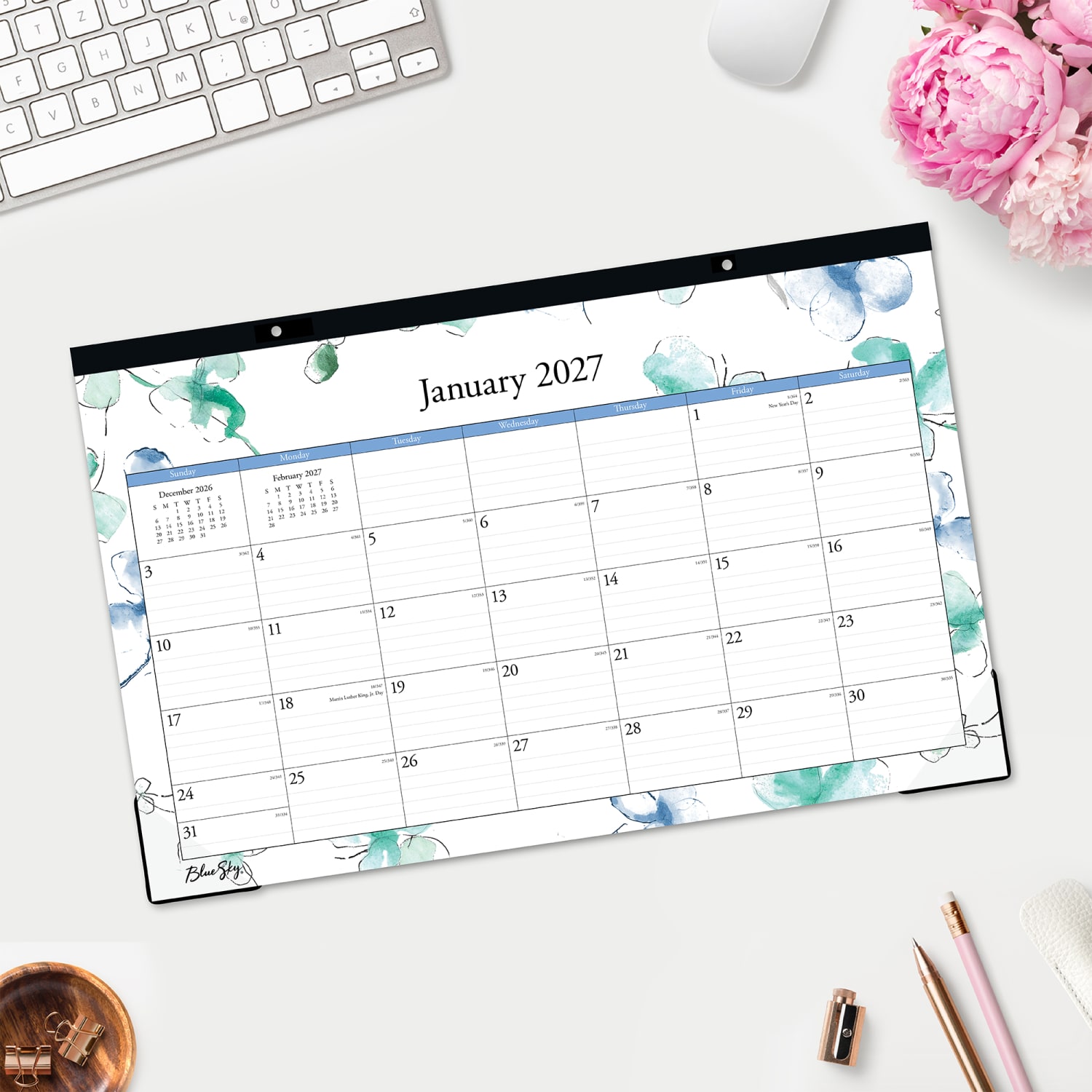 2027 Blue Sky Lindley Monthly Desk Pad Planning Calendar, 17x11, 0%, Lindley Theme, Jan-Dec, RY27 - Image 4
