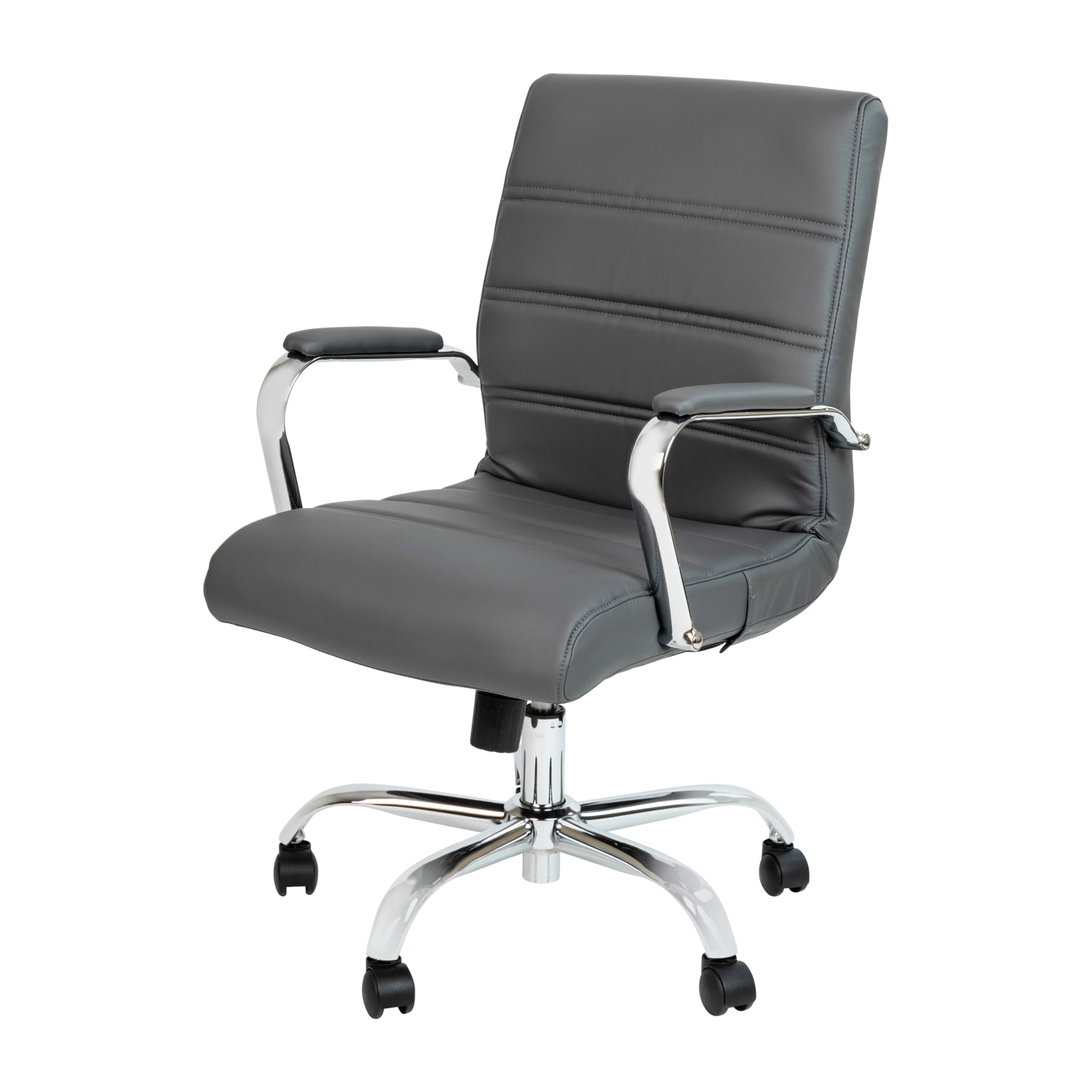 Flash Furniture LeatherSoft Faux Leather MidBack Office Chair GrayChrome PopularChairscom Flash Furniture LeatherSoft Faux Leather Mid Back Office Chair GrayChrome PopularChairscom