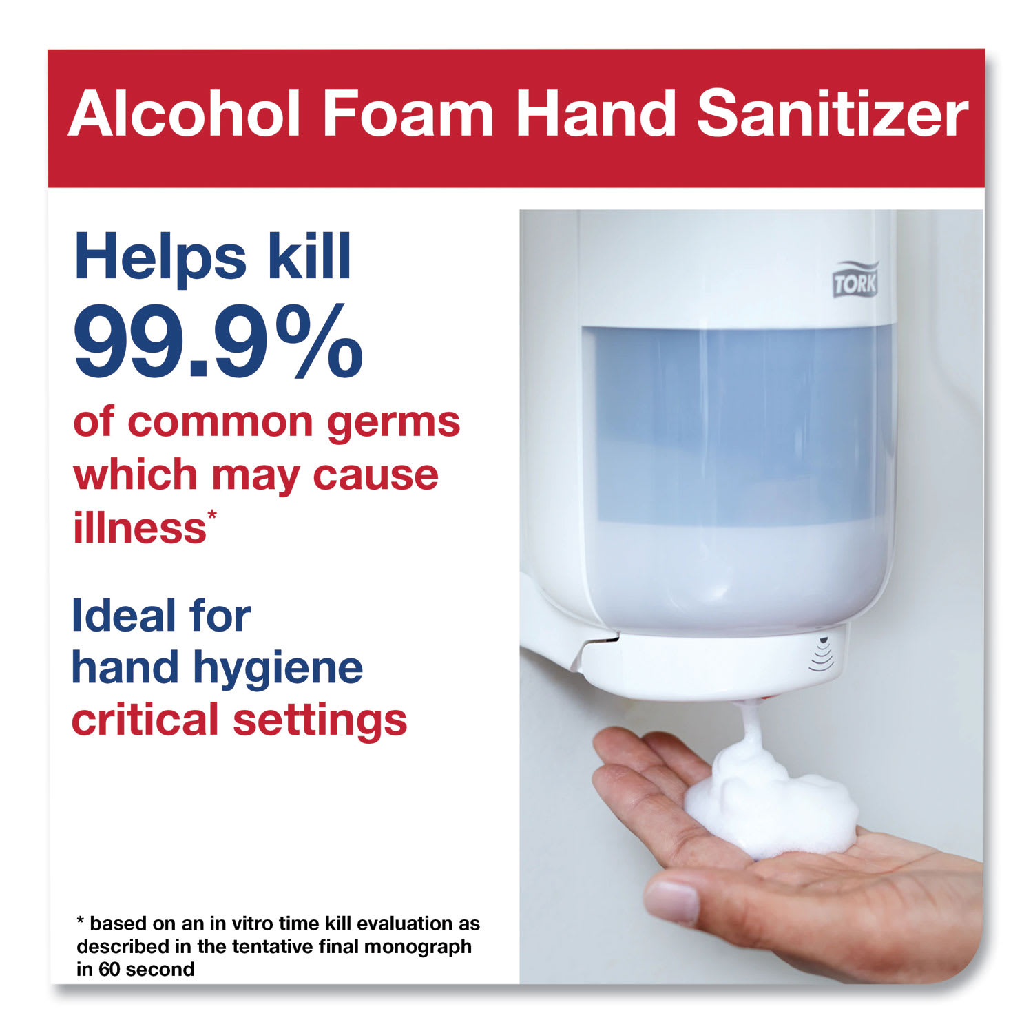 Tork Premium Alcohol Foam Hand Sanitizer, 1 L Bottle, Unscented, 6/Carton - Image 6